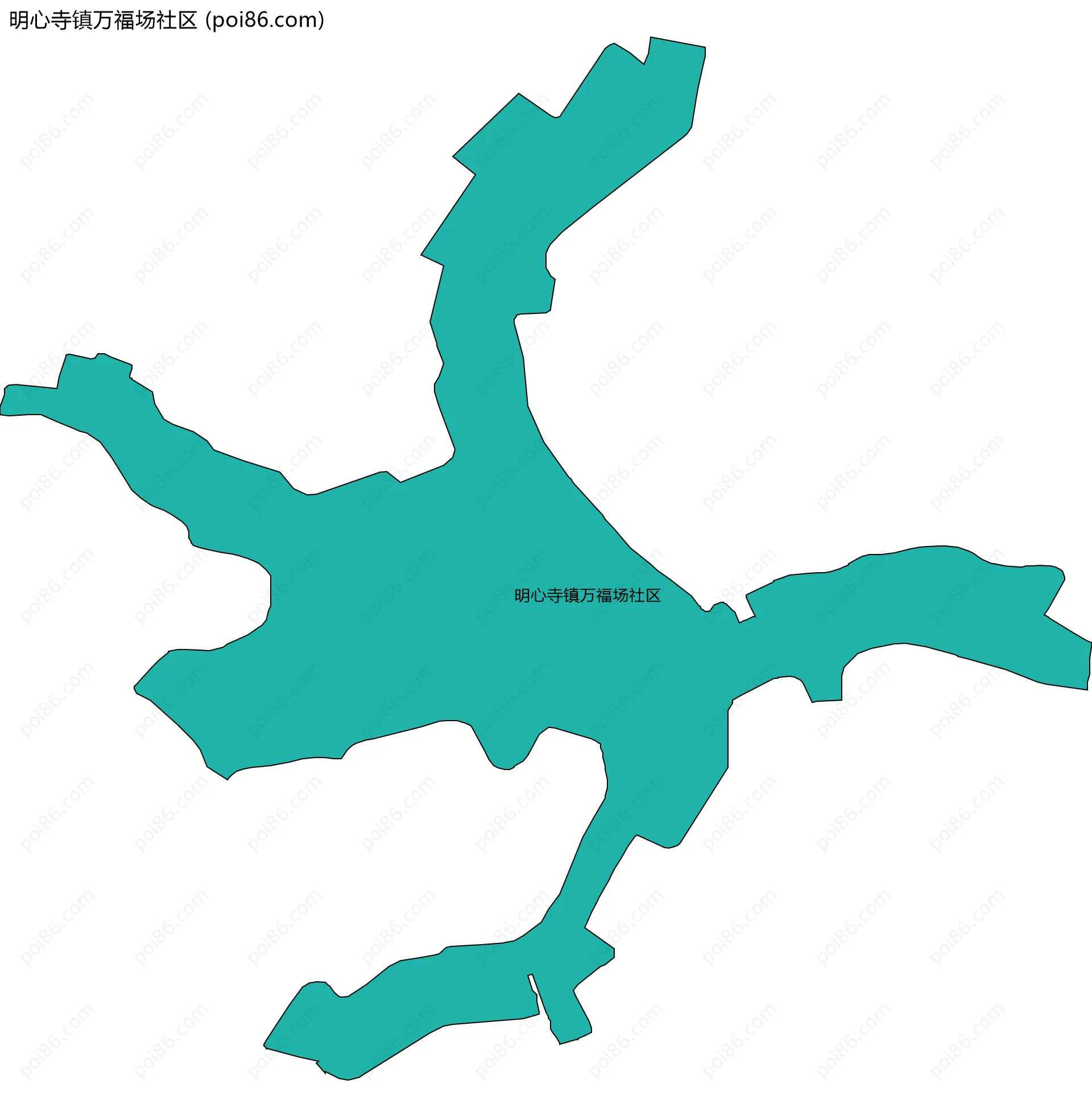 明心寺镇万福场社区边界地图