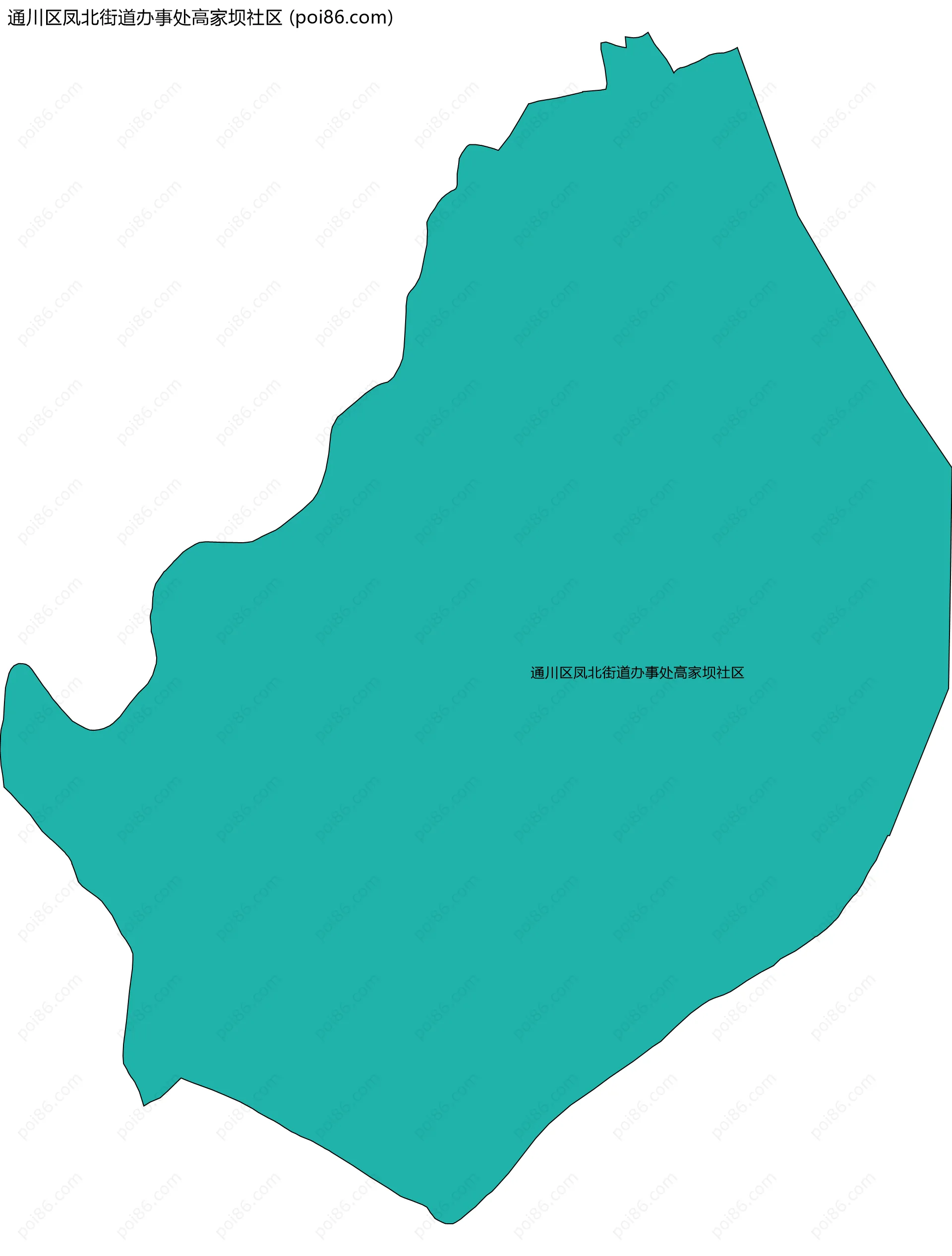 通川区凤北街道办事处高家坝社区边界地图