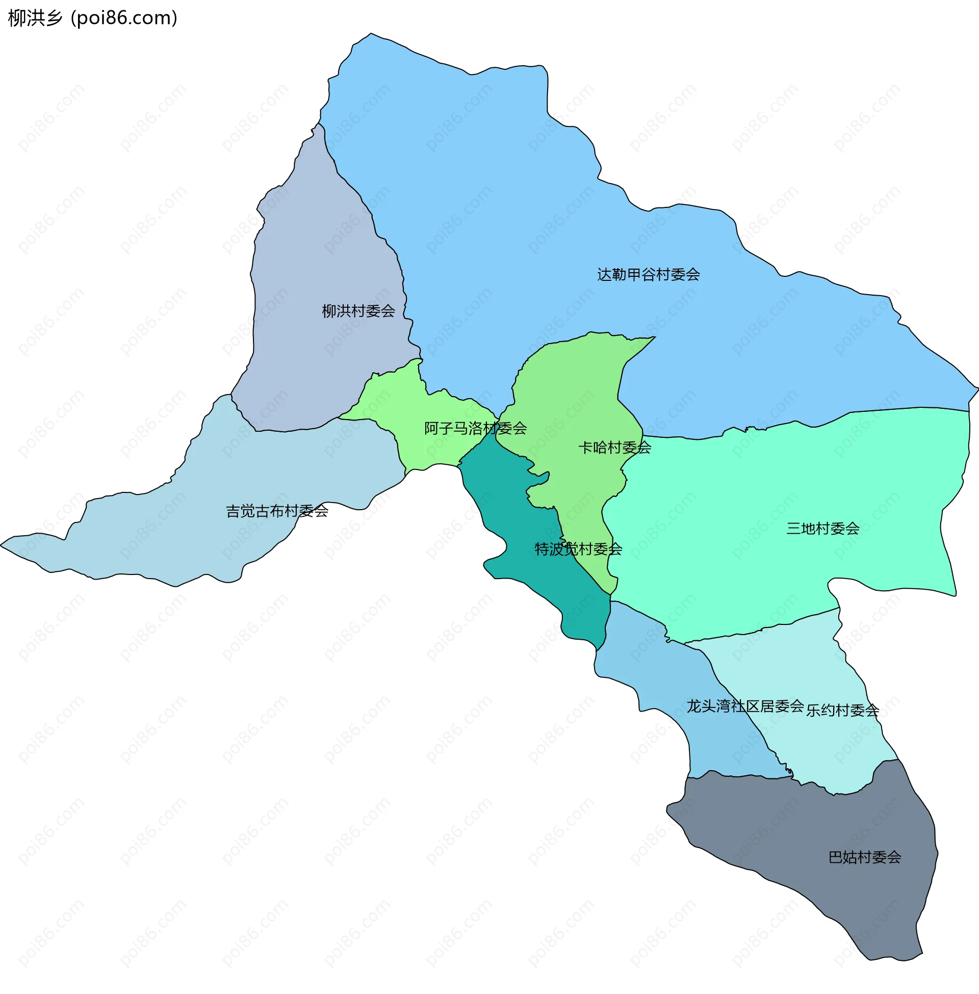 柳洪乡边界地图(五级行政区划)
