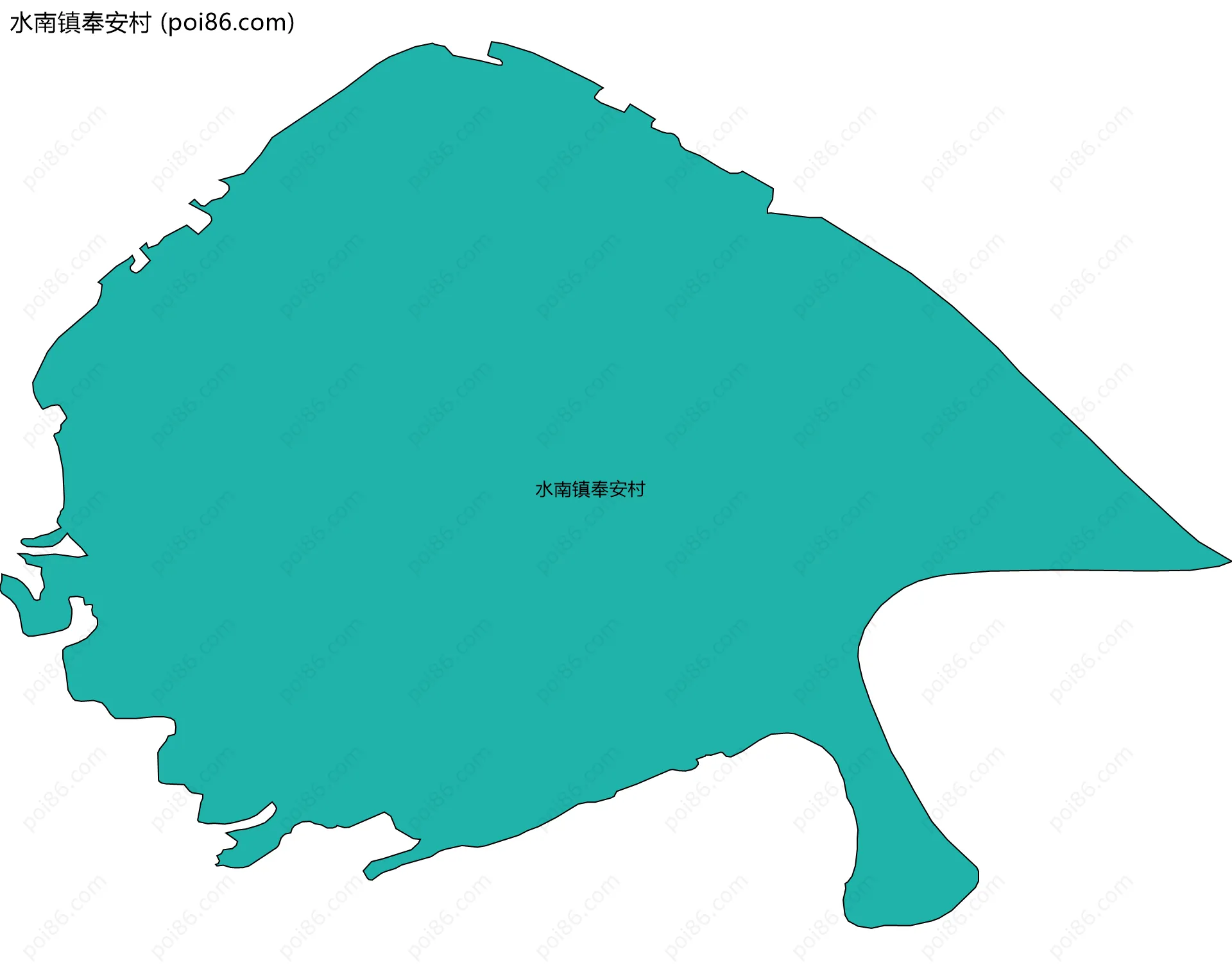 水南镇奉安村边界地图
