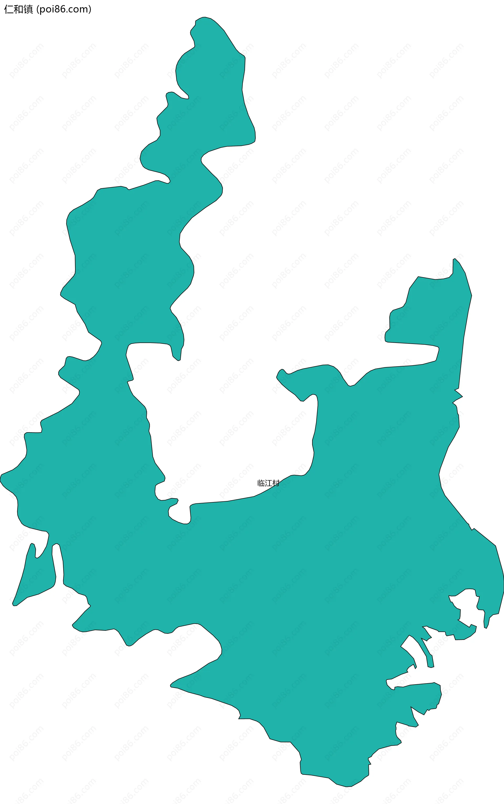 仁和镇边界地图(五级行政区划)