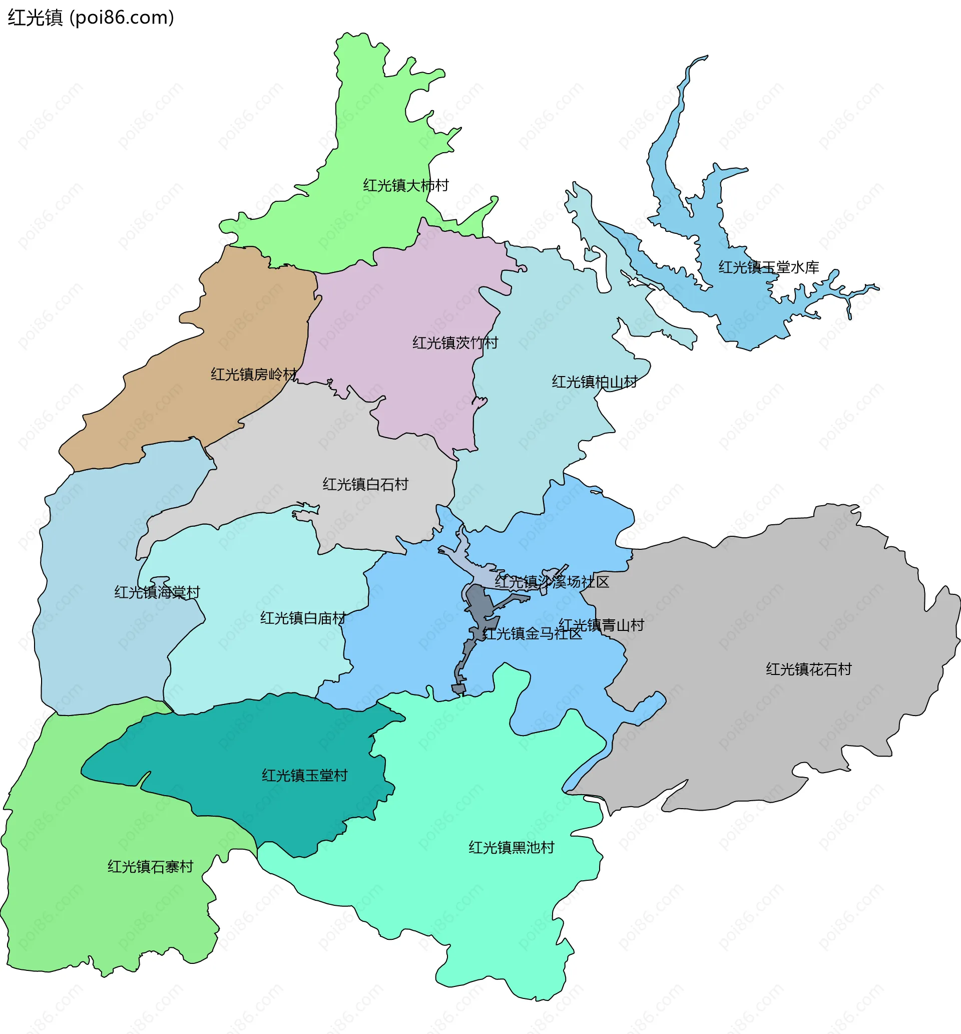 红光镇边界地图(五级行政区划)