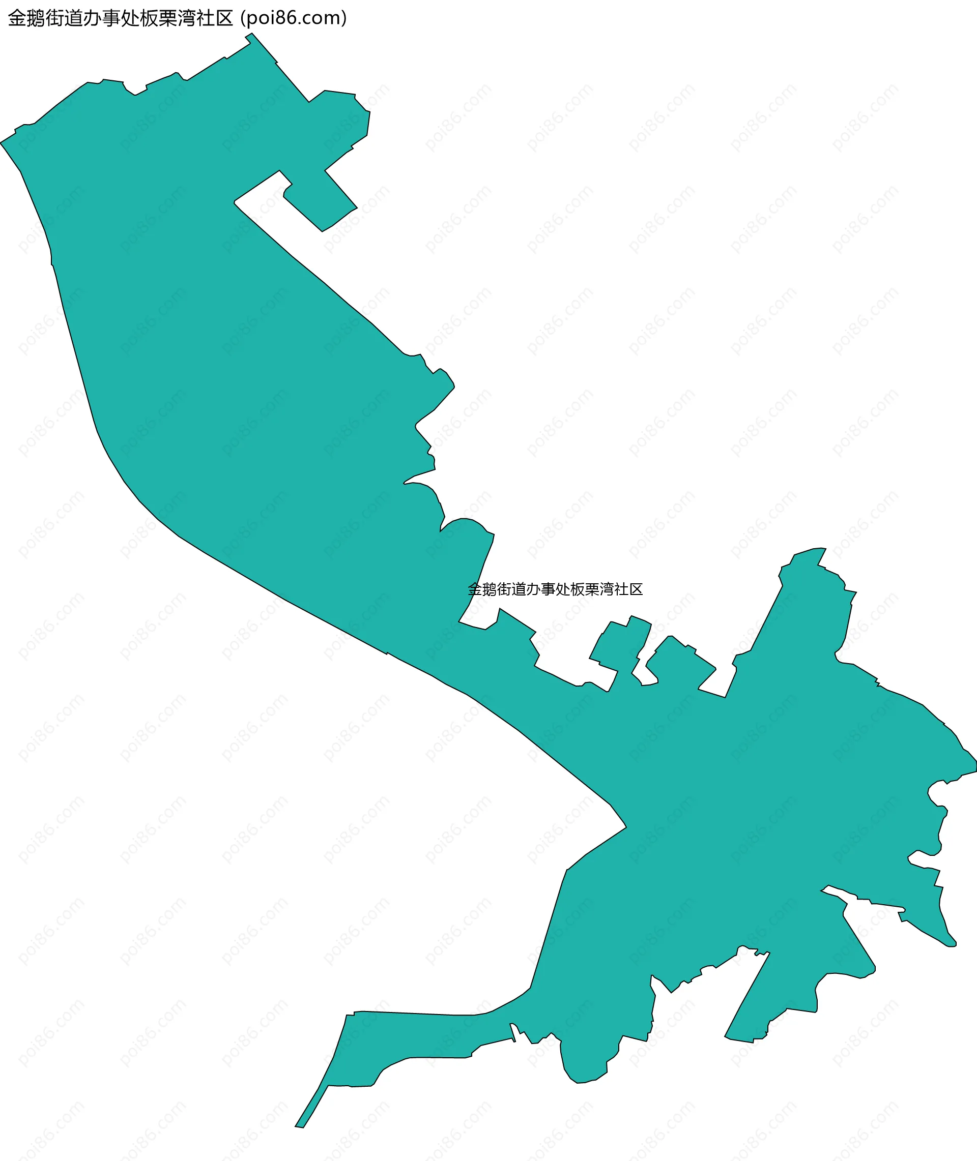 金鹅街道办事处板栗湾社区边界地图