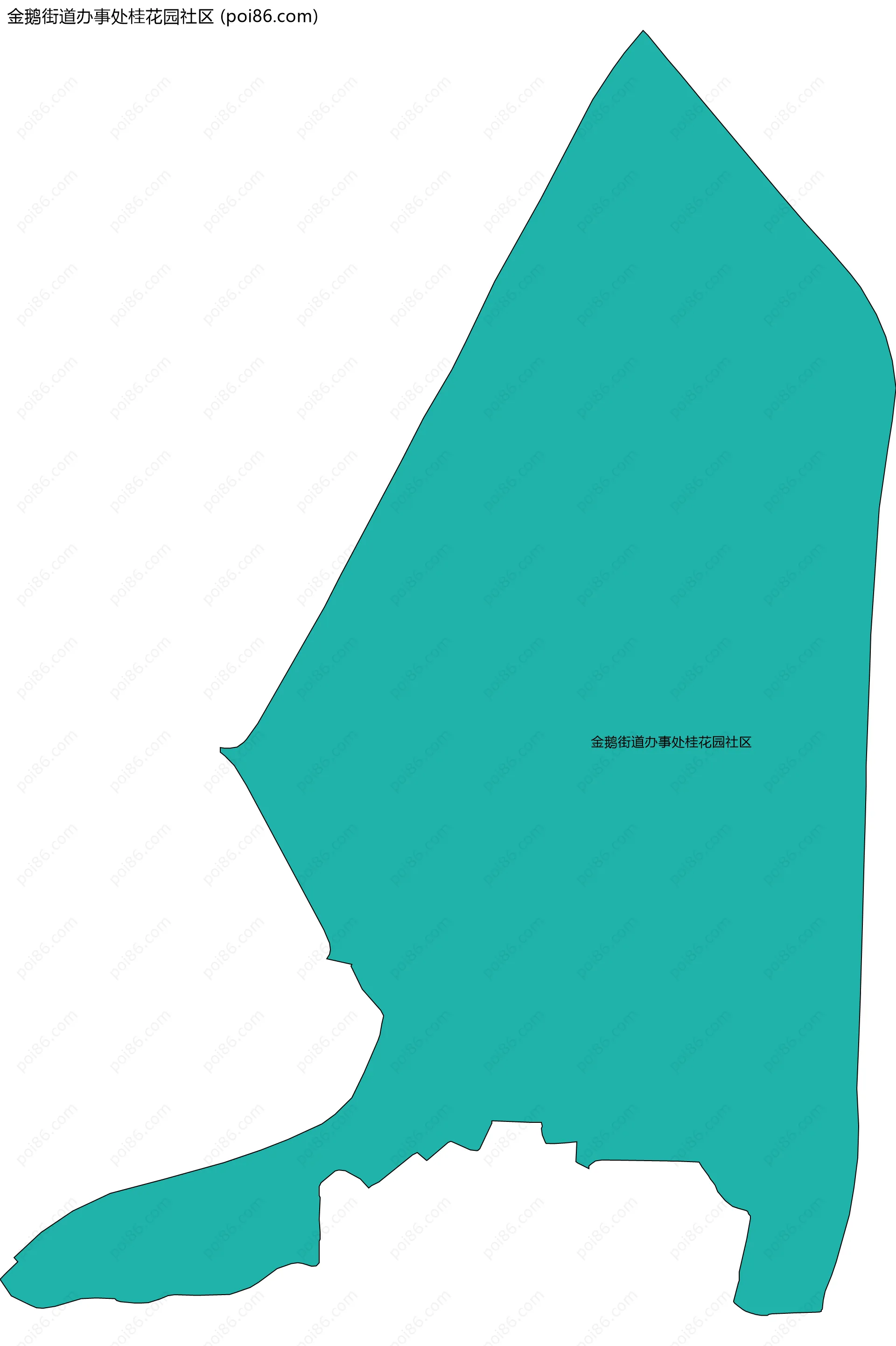 金鹅街道办事处桂花园社区边界地图