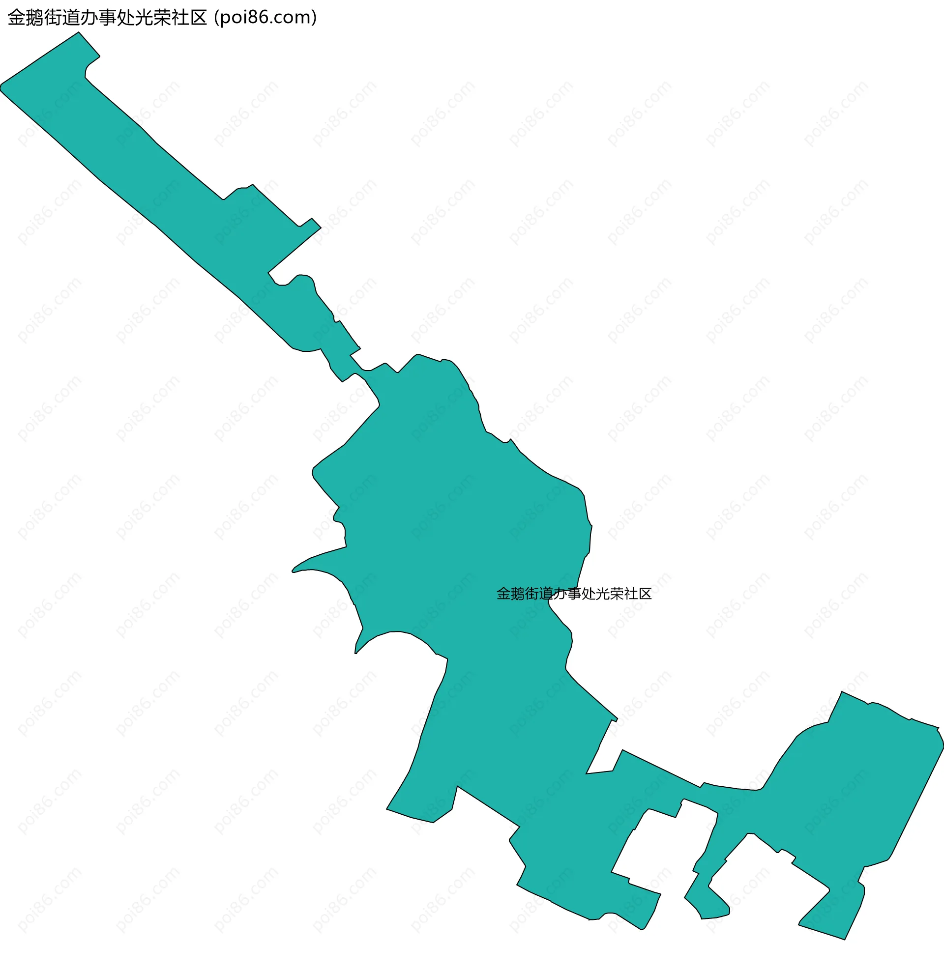 金鹅街道办事处光荣社区边界地图
