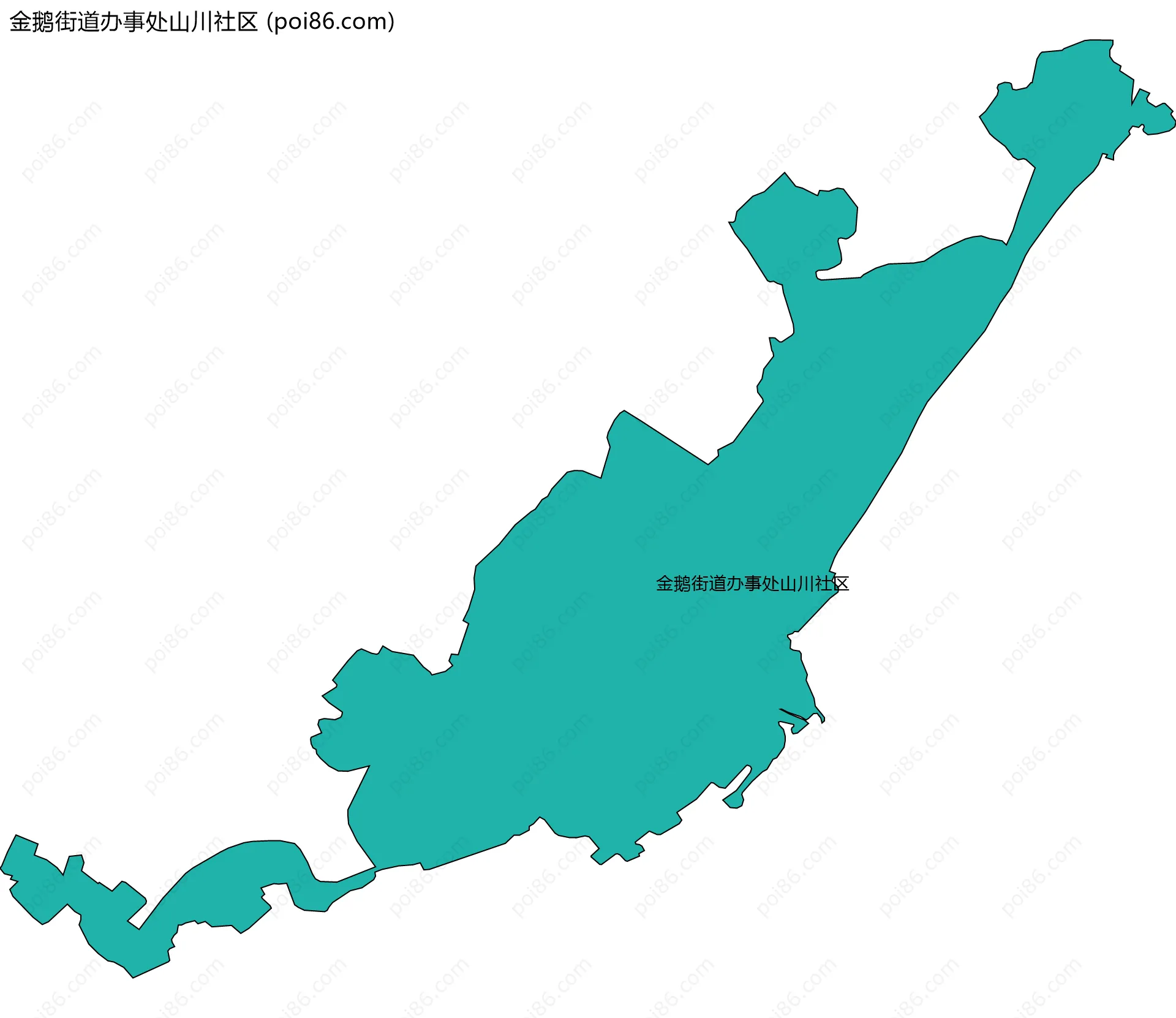 金鹅街道办事处山川社区边界地图