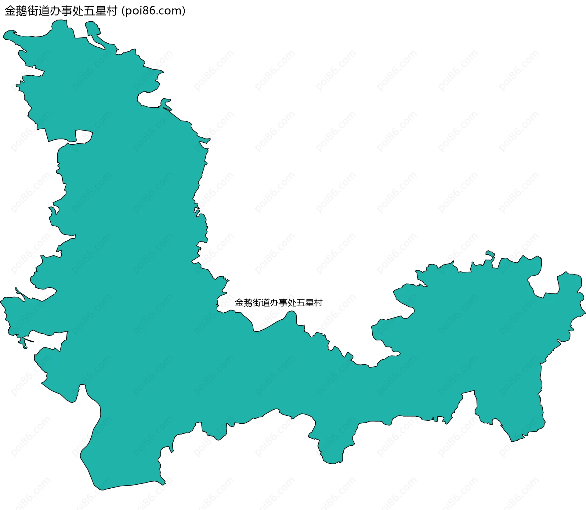 金鹅街道办事处五星村边界地图