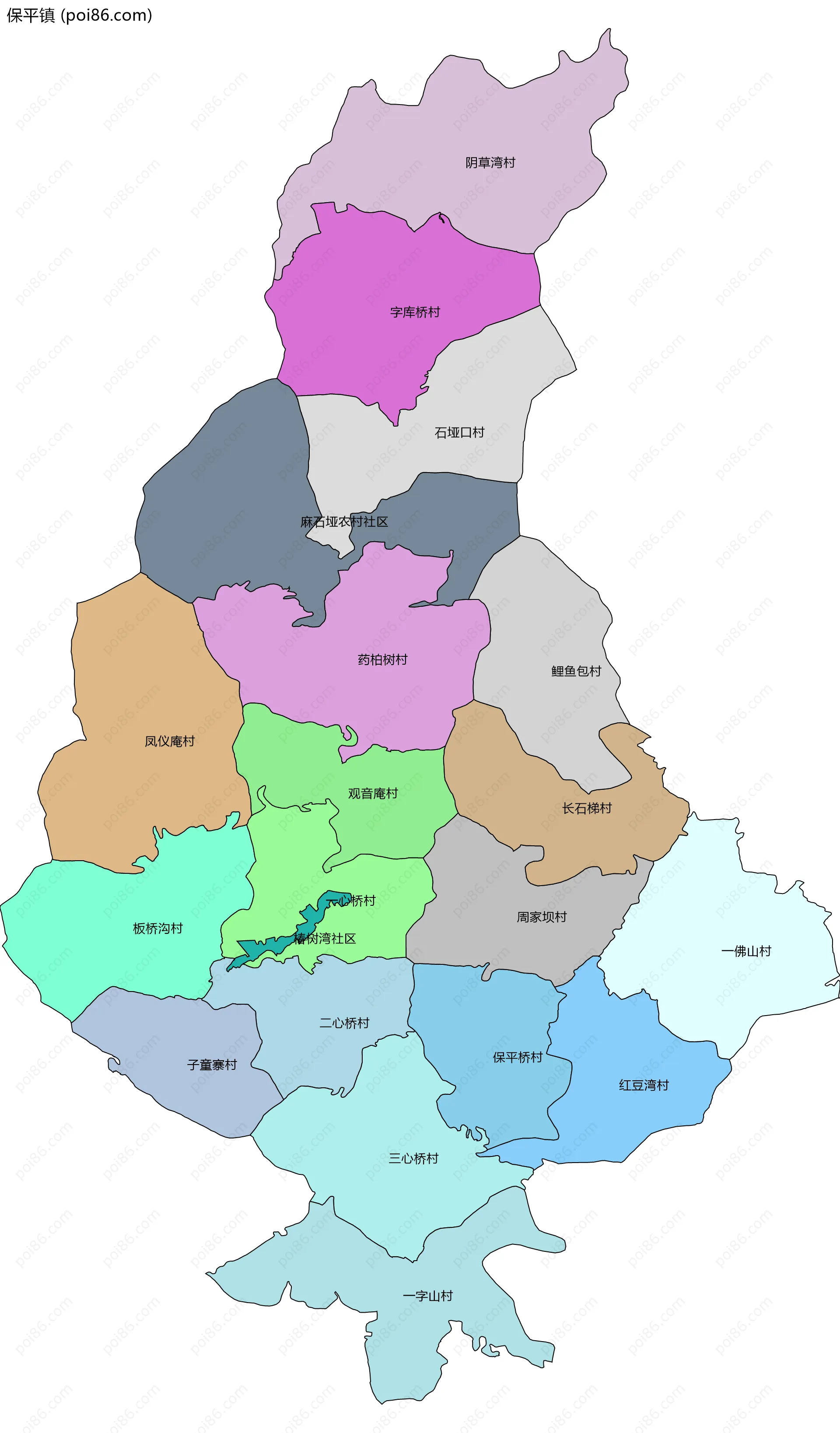 保平镇边界地图(五级行政区划)