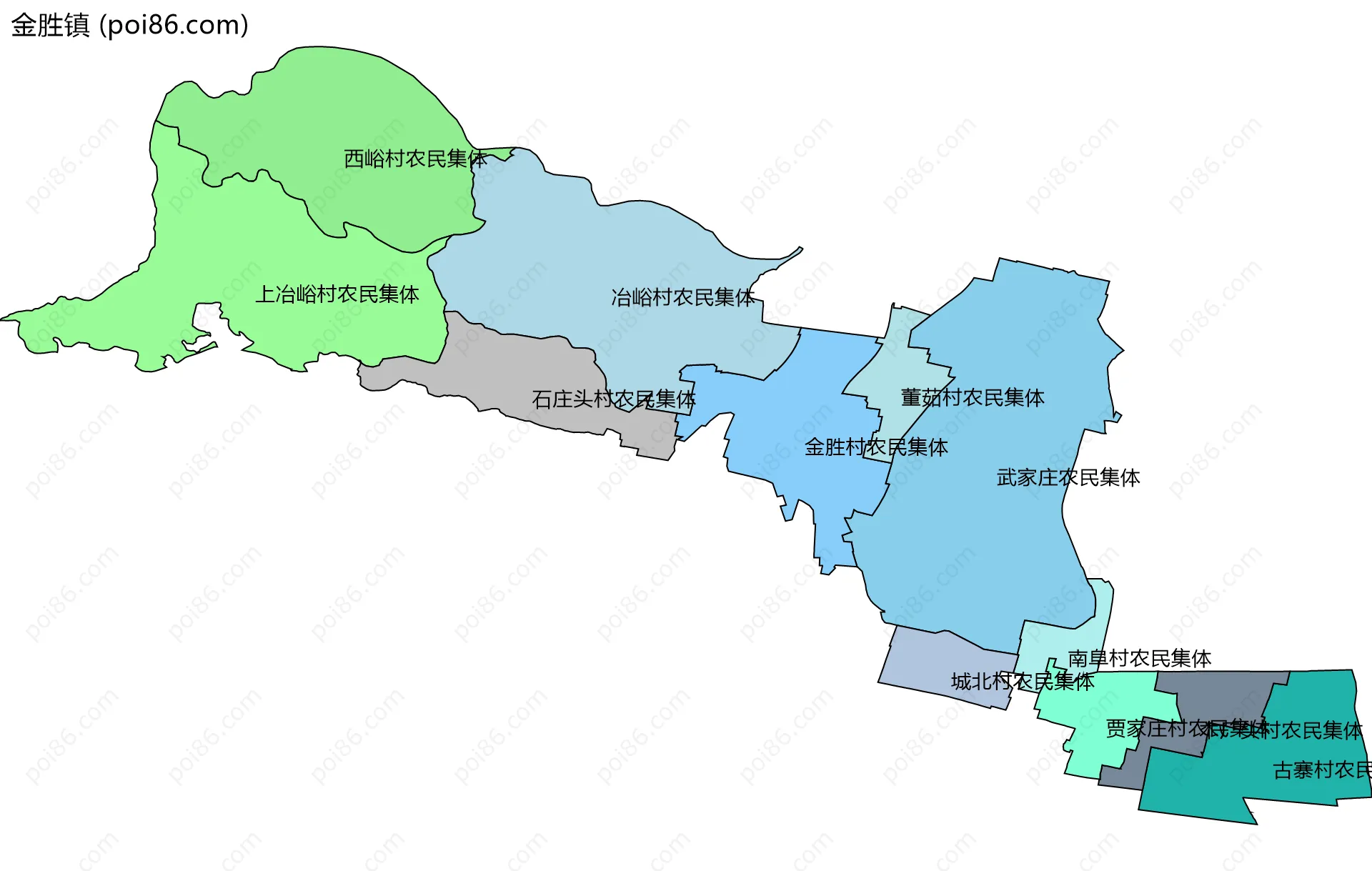 金胜镇边界地图(五级行政区划)