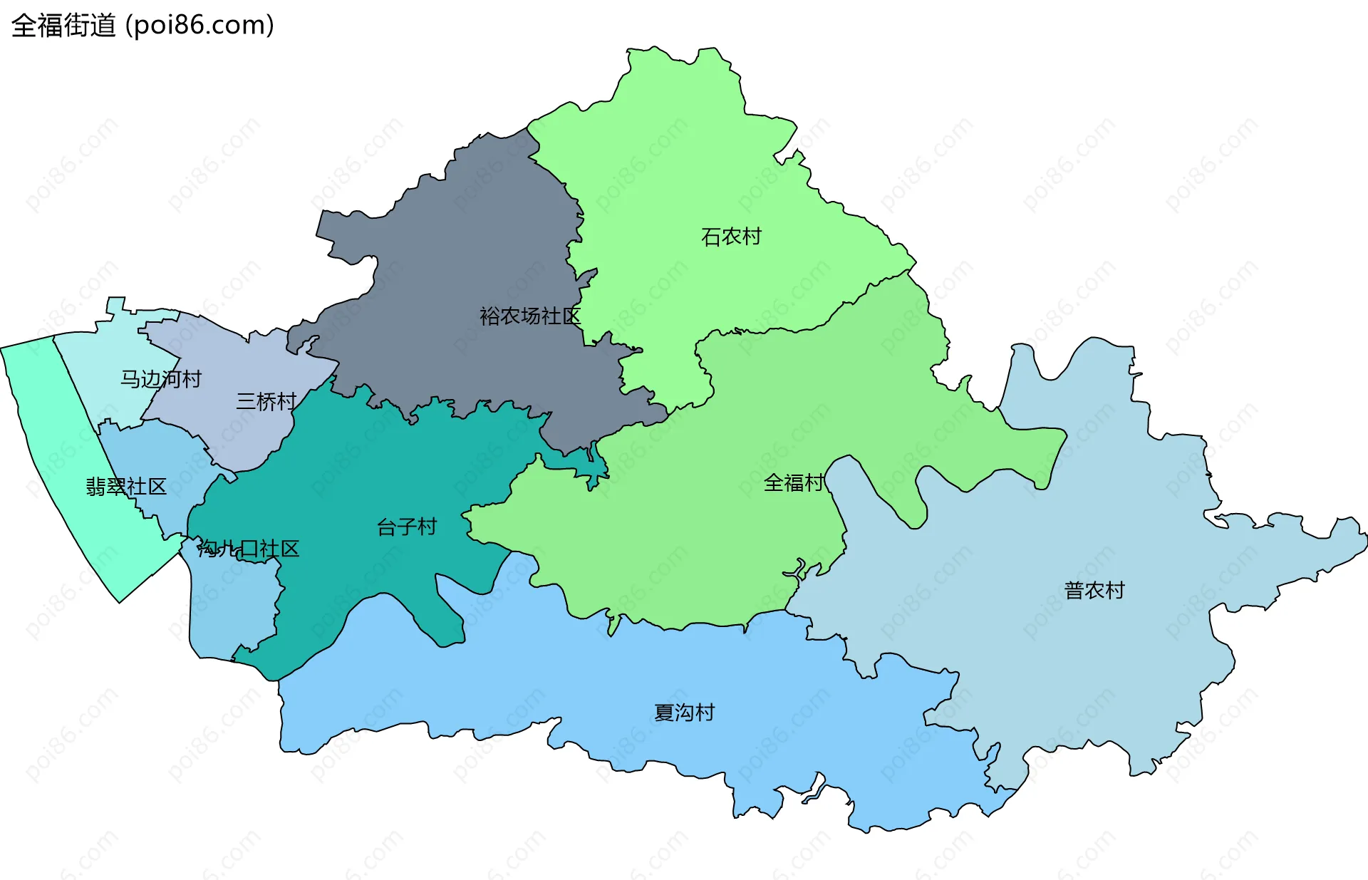 全福街道边界地图(五级行政区划)