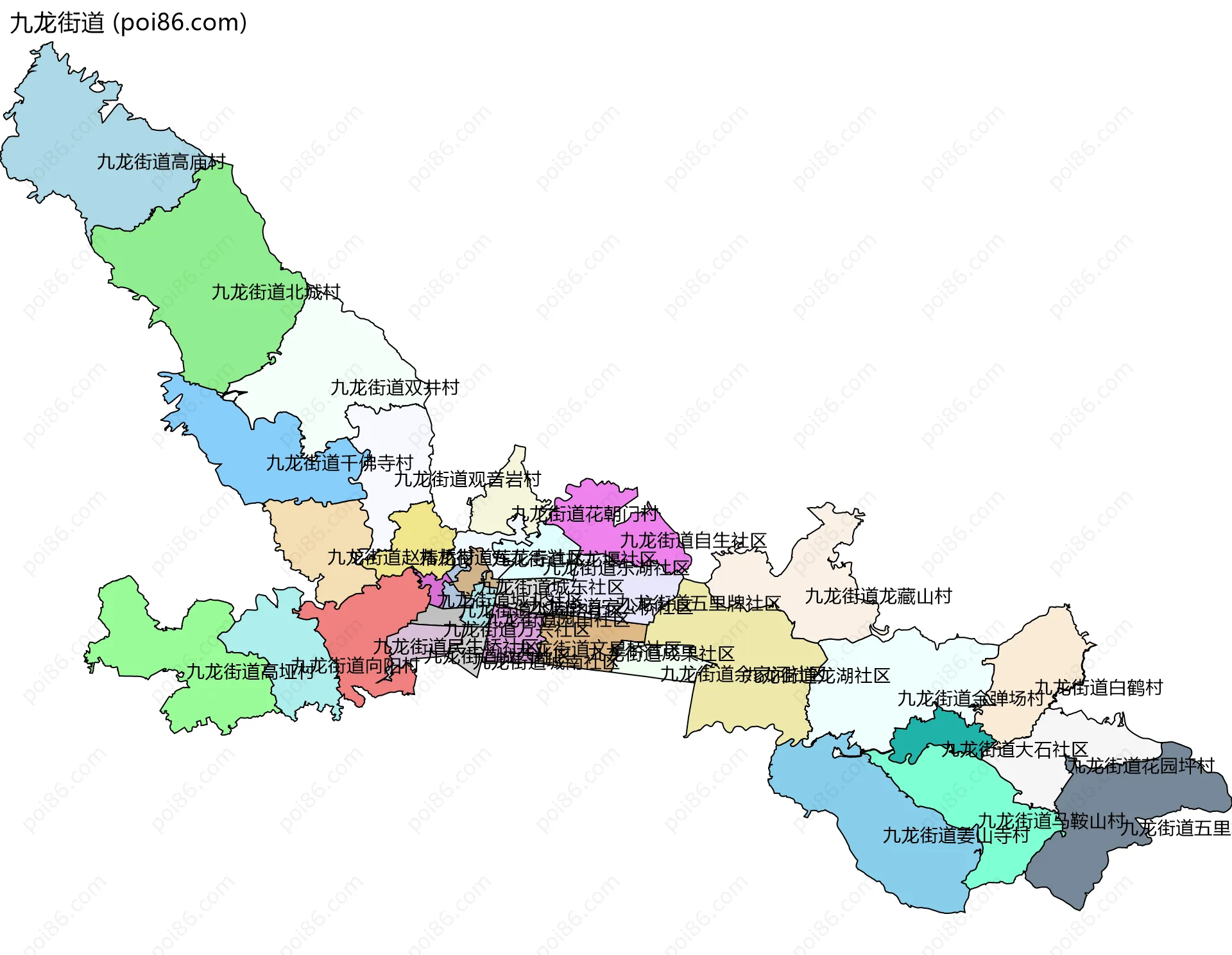 九龙街道边界地图(五级行政区划)