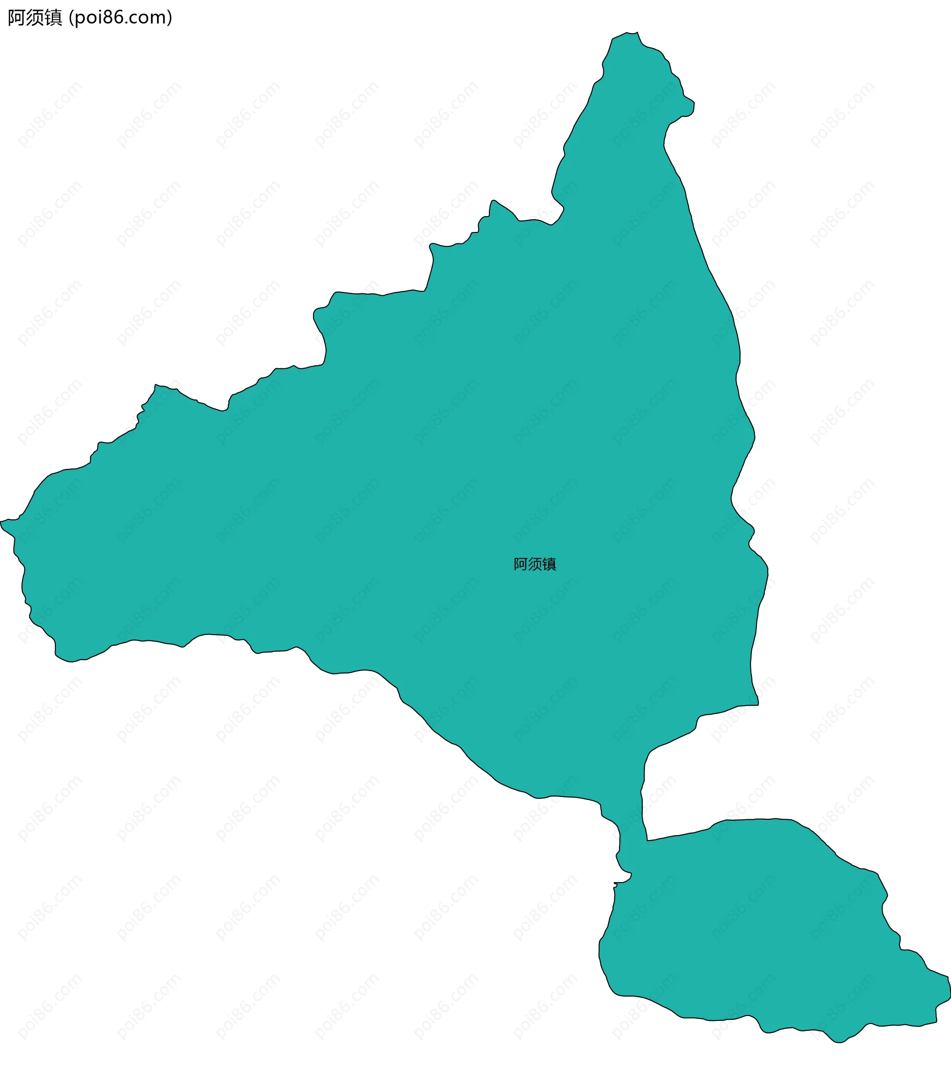 阿须镇边界地图(五级行政区划)