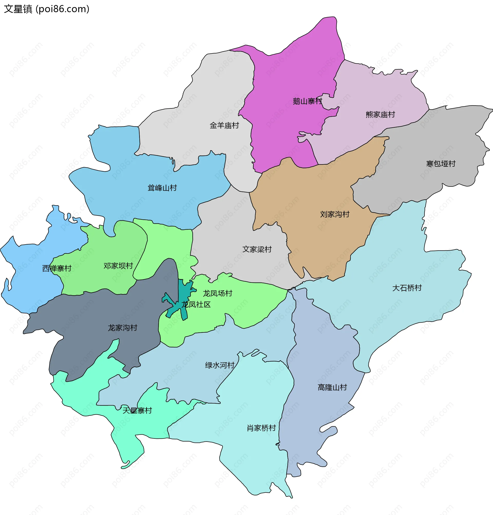 文星镇边界地图(五级行政区划)