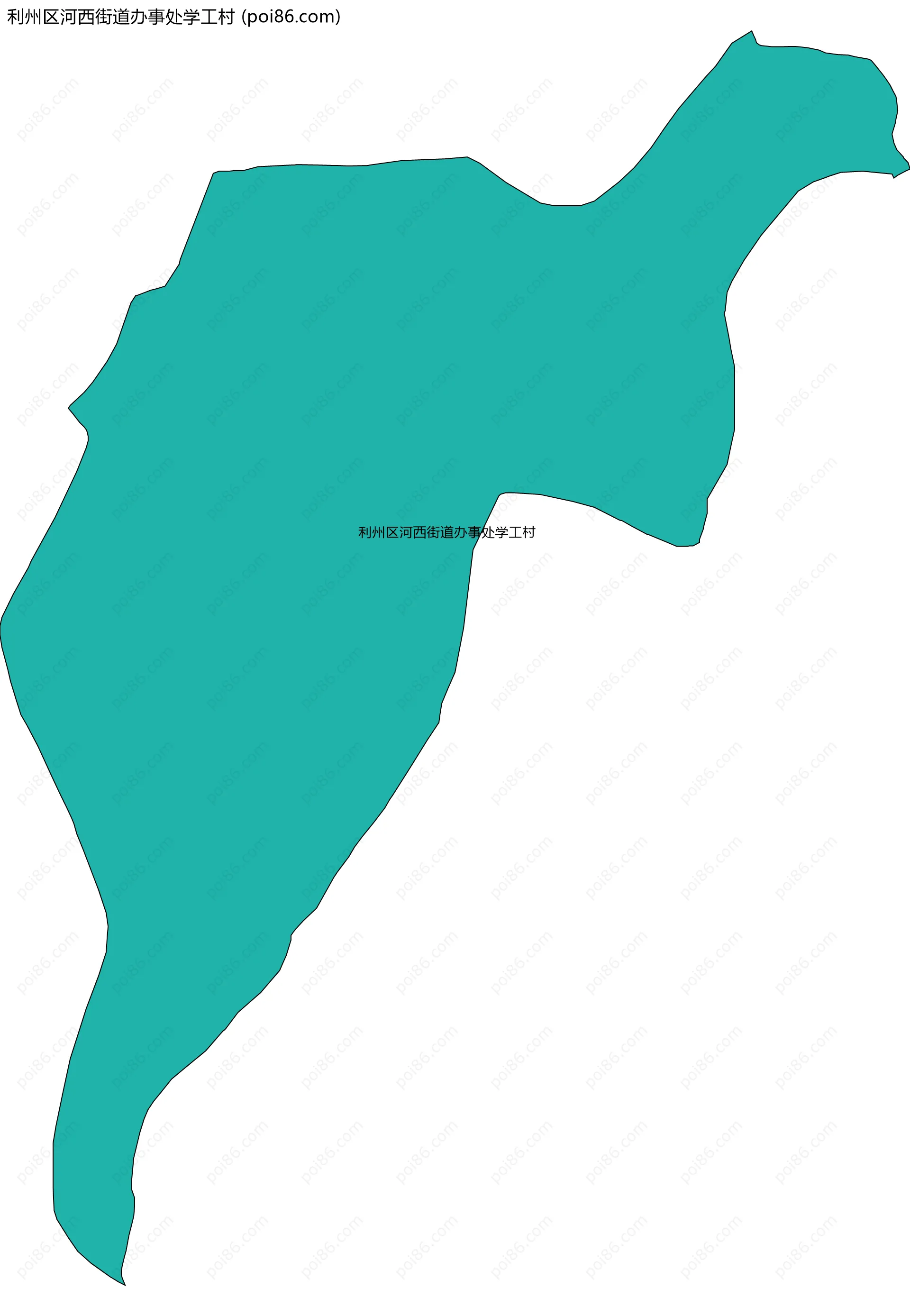 利州区河西街道办事处学工村边界地图