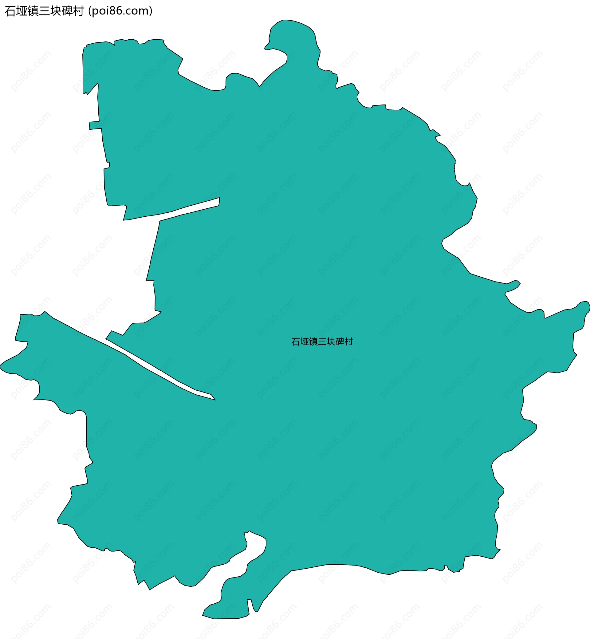 石垭镇三块碑村边界地图