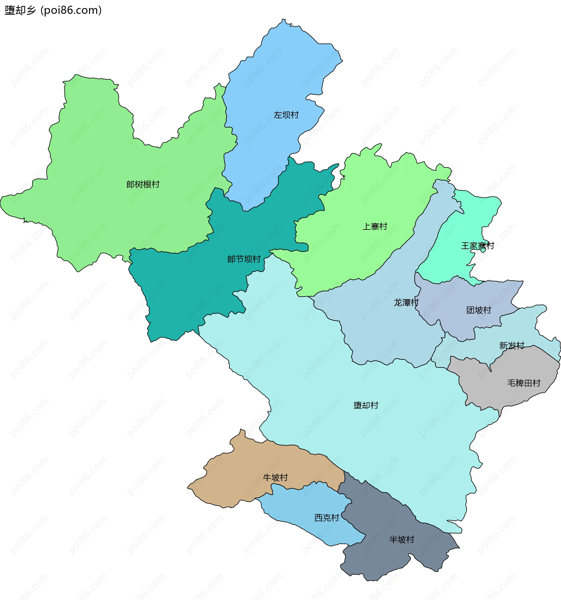 堕却乡边界地图(五级行政区划)