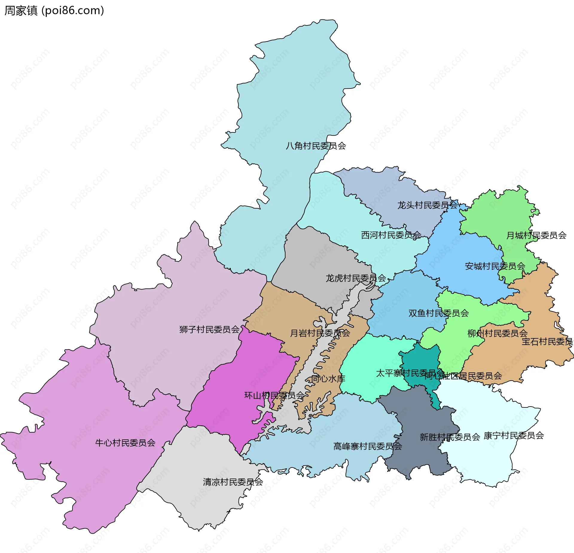 周家镇边界地图(五级行政区划)