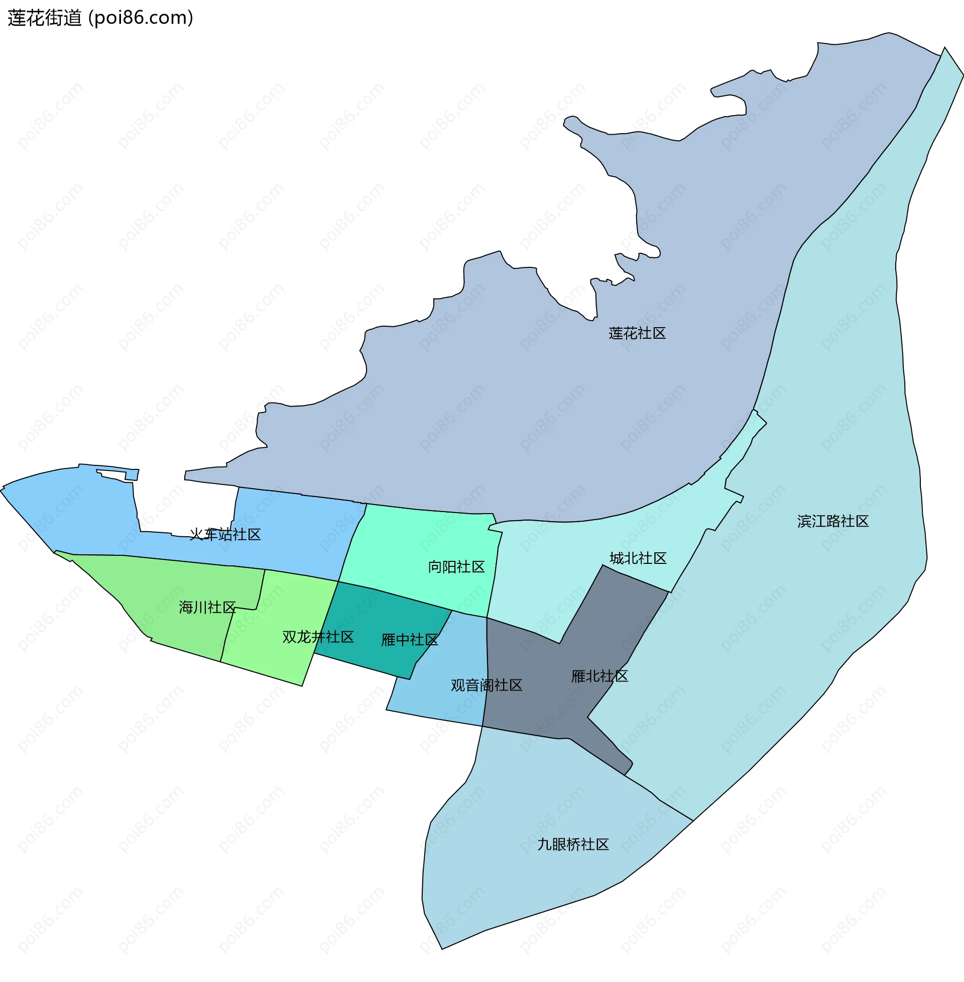 莲花街道边界地图(五级行政区划)