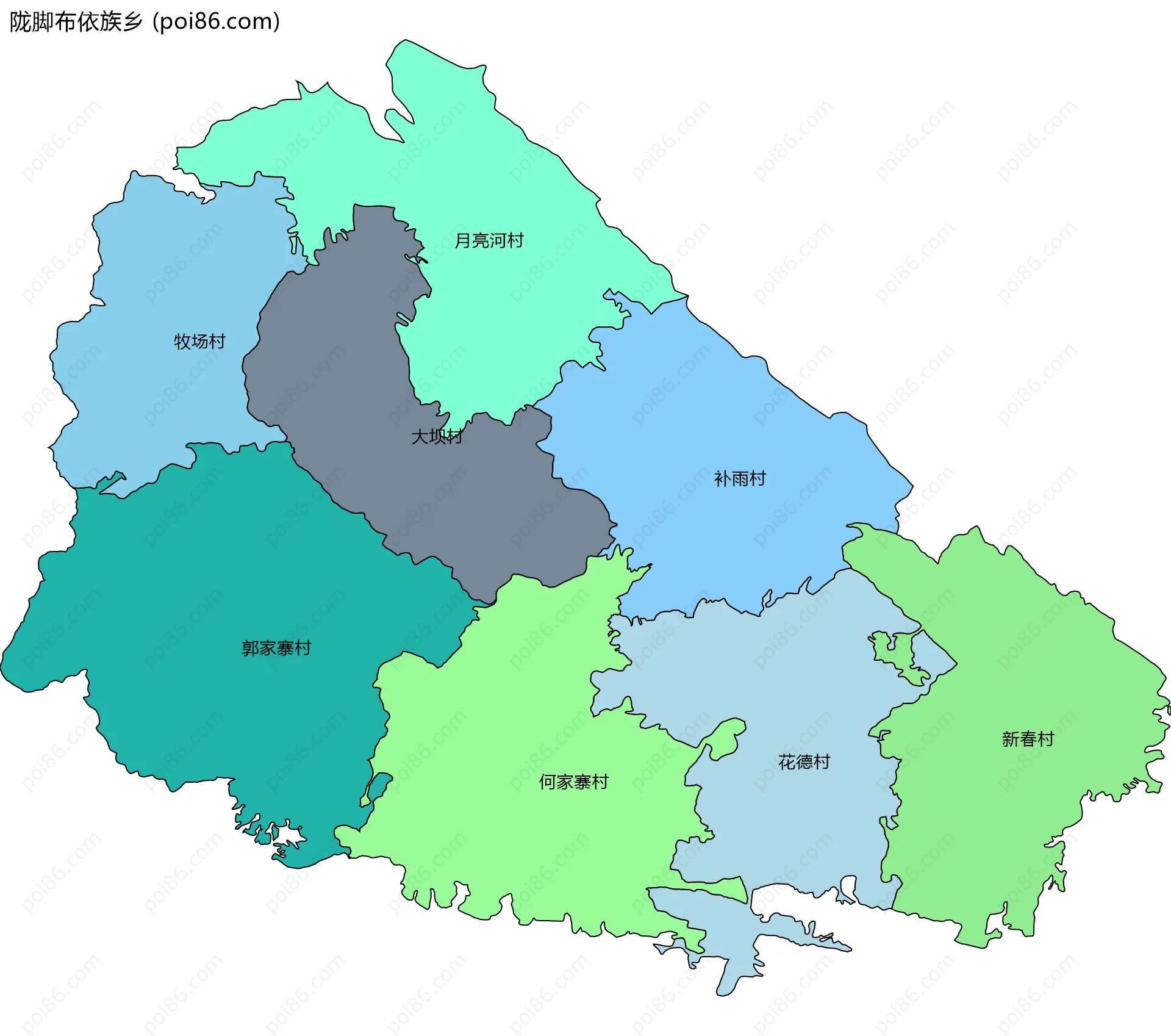 陇脚布依族乡边界地图(五级行政区划)