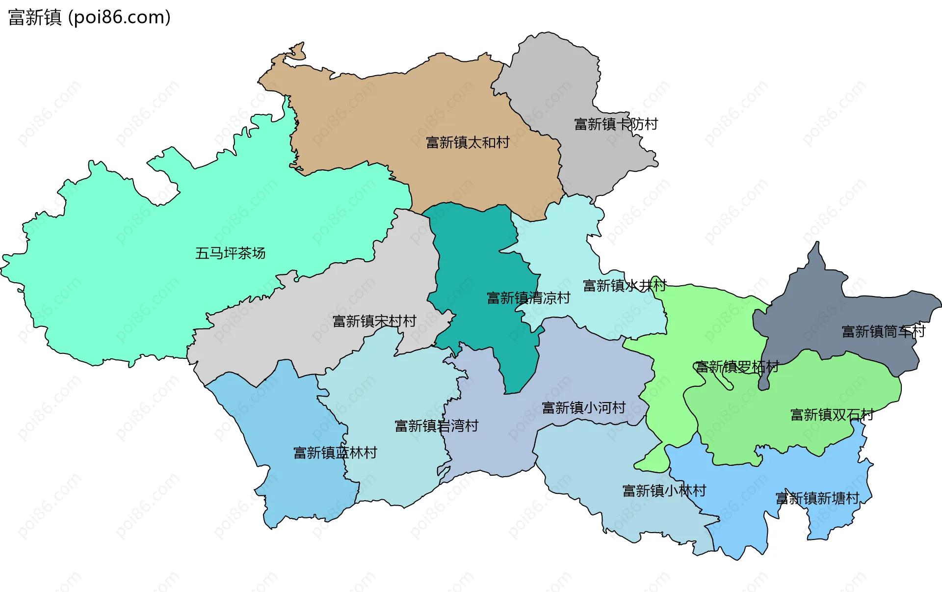 富新镇边界地图(五级行政区划)
