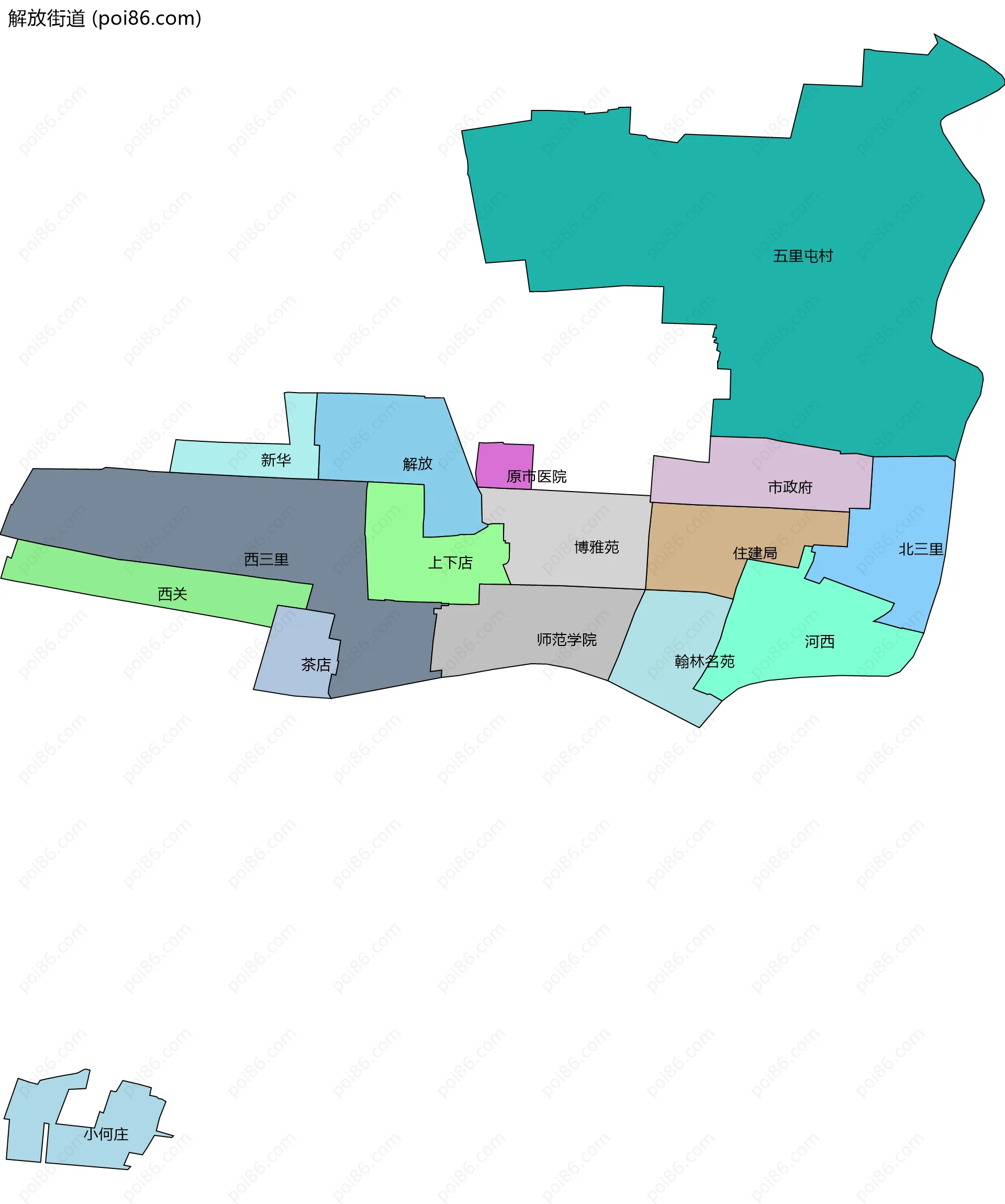解放街道边界地图(五级行政区划)