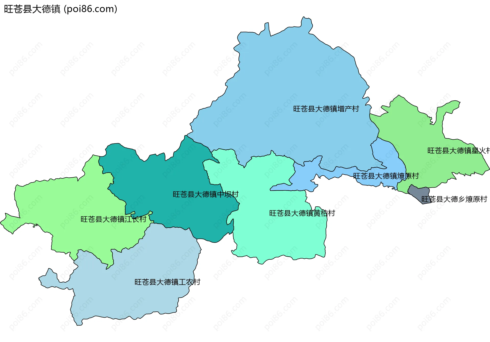 旺苍县大德镇边界地图(五级行政区划)