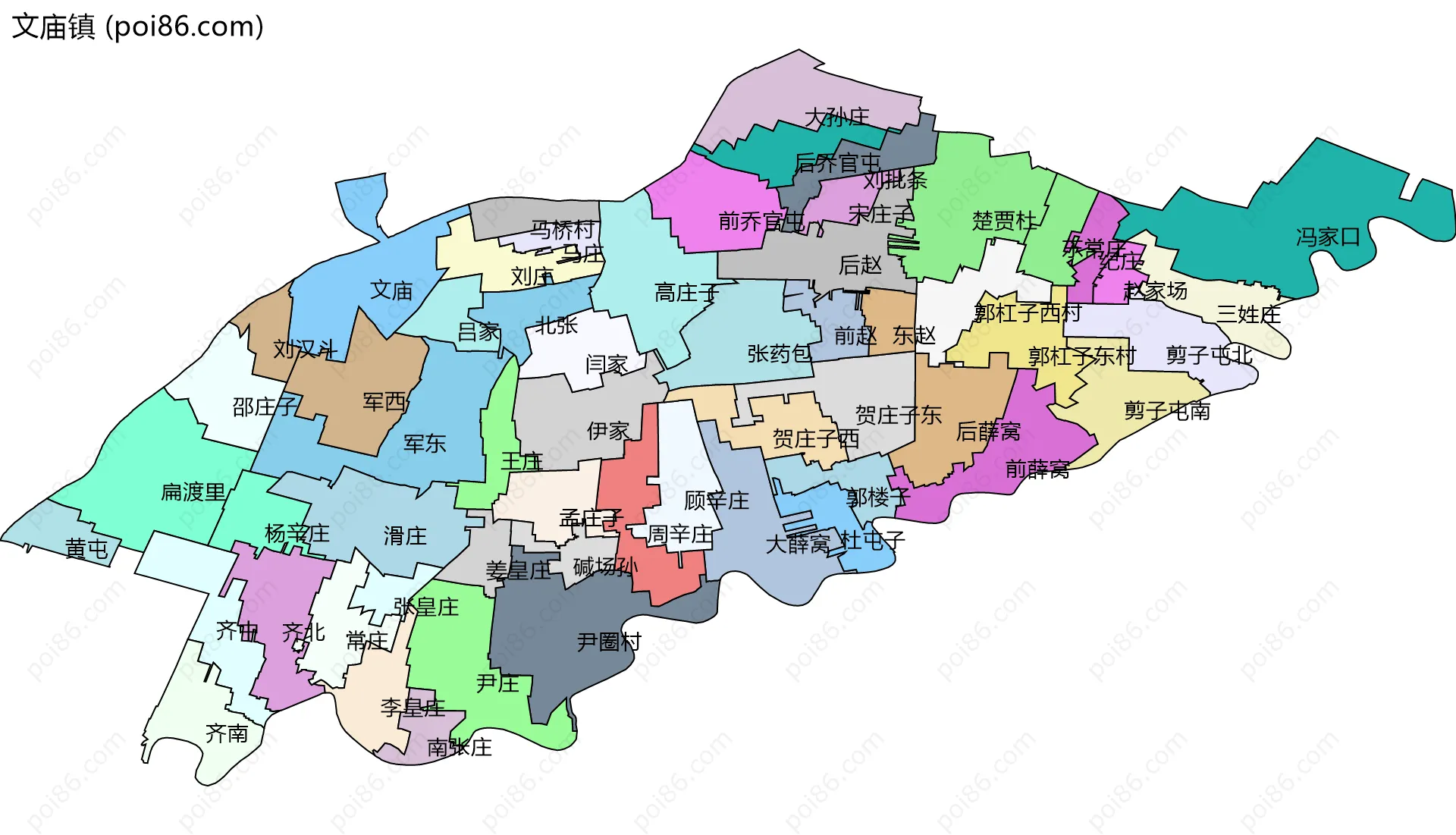 文庙镇边界地图(五级行政区划)