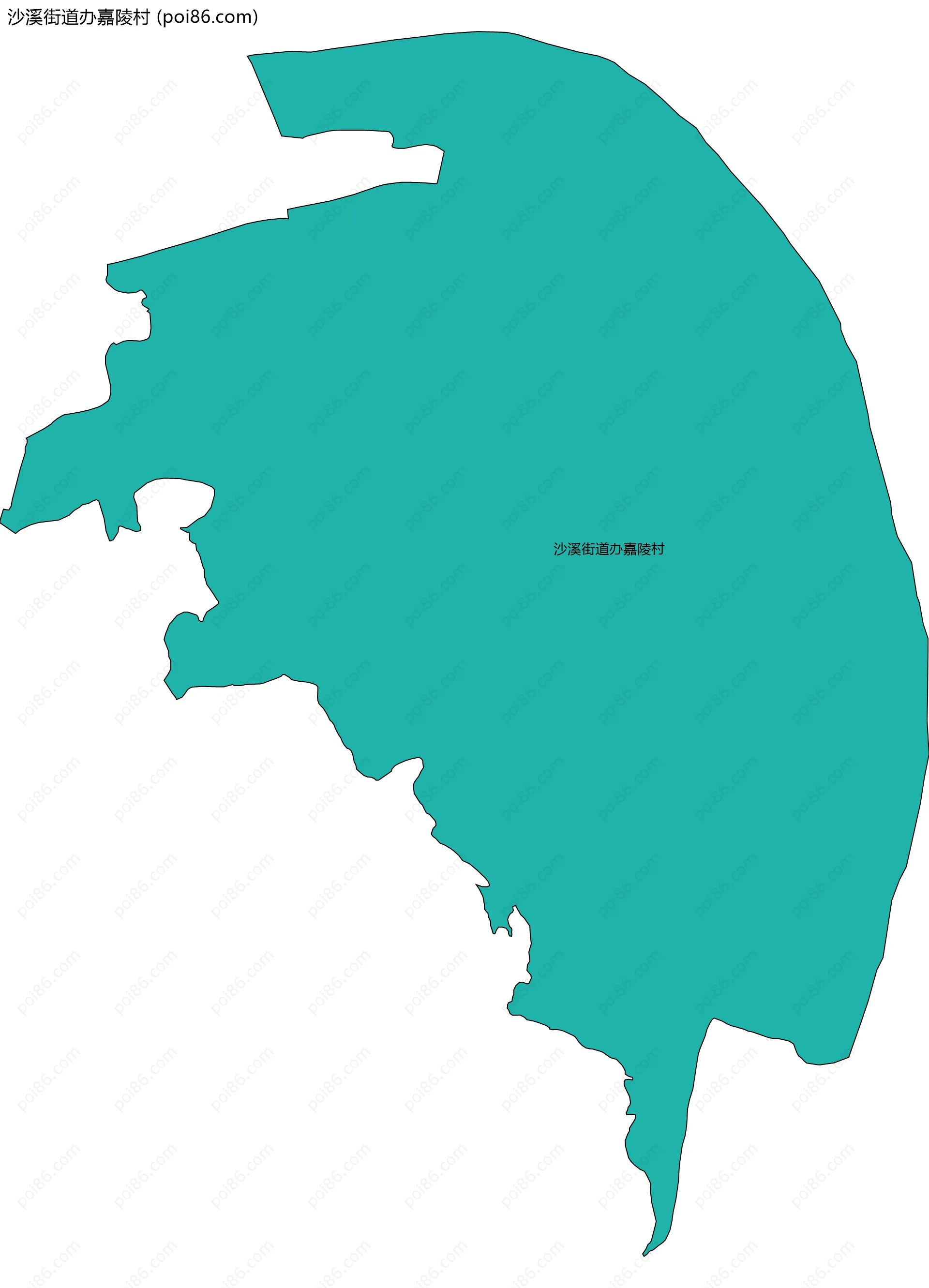 沙溪街道办嘉陵村边界地图