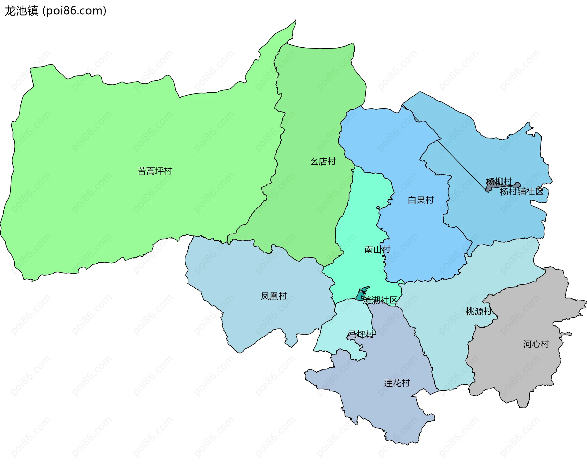 龙池镇边界地图(五级行政区划)