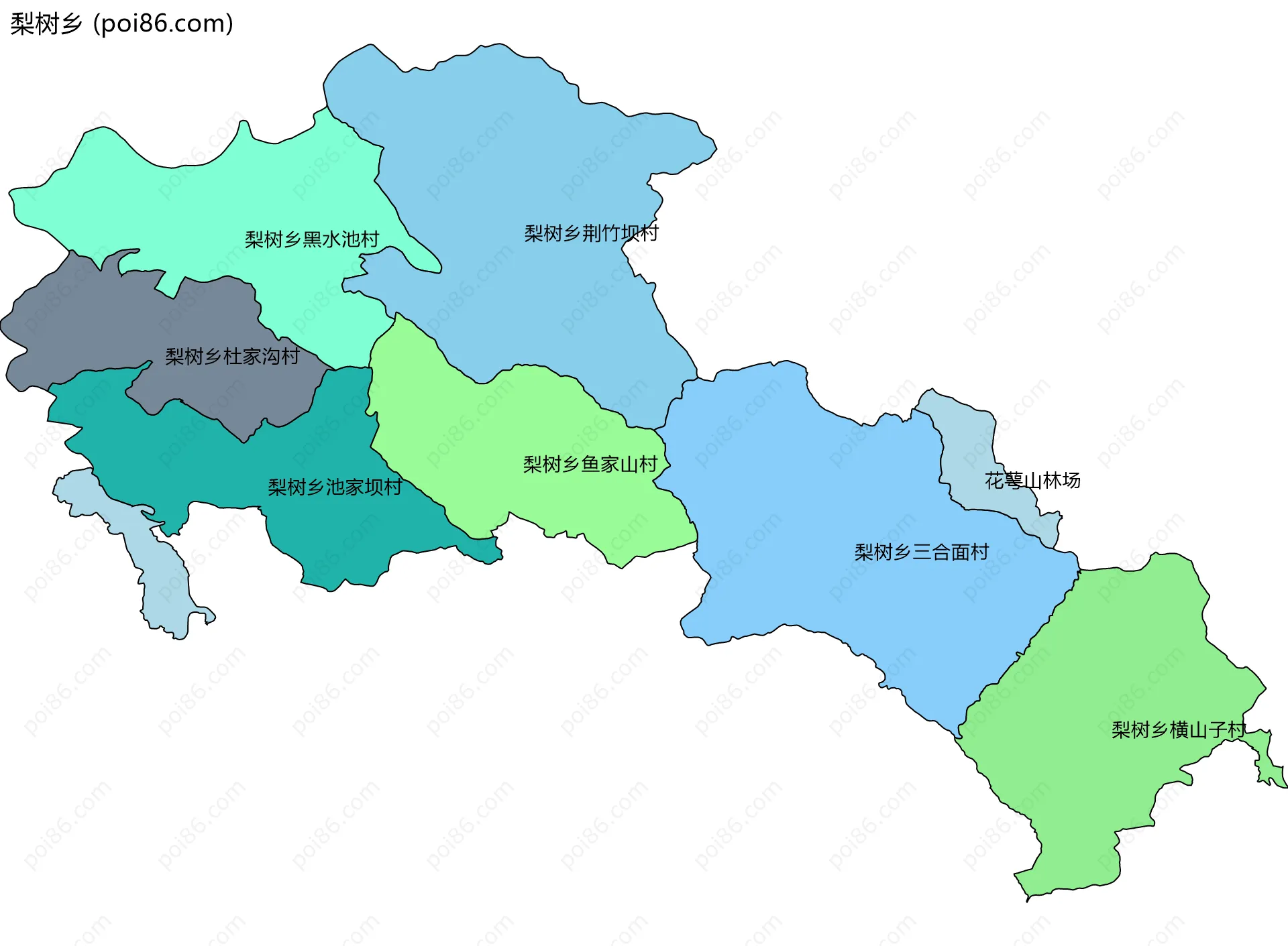 梨树乡边界地图(五级行政区划)