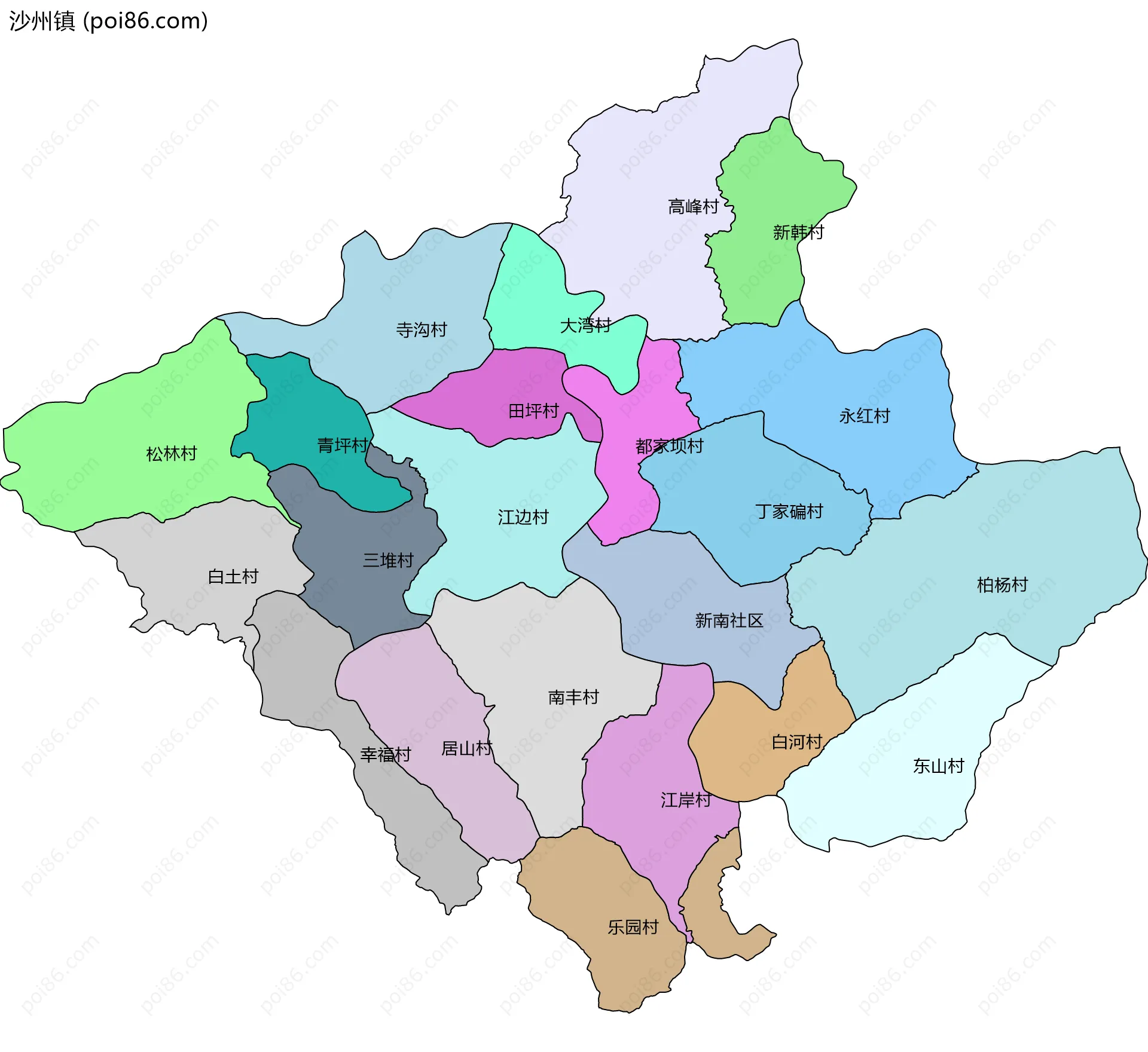 沙州镇边界地图(五级行政区划)