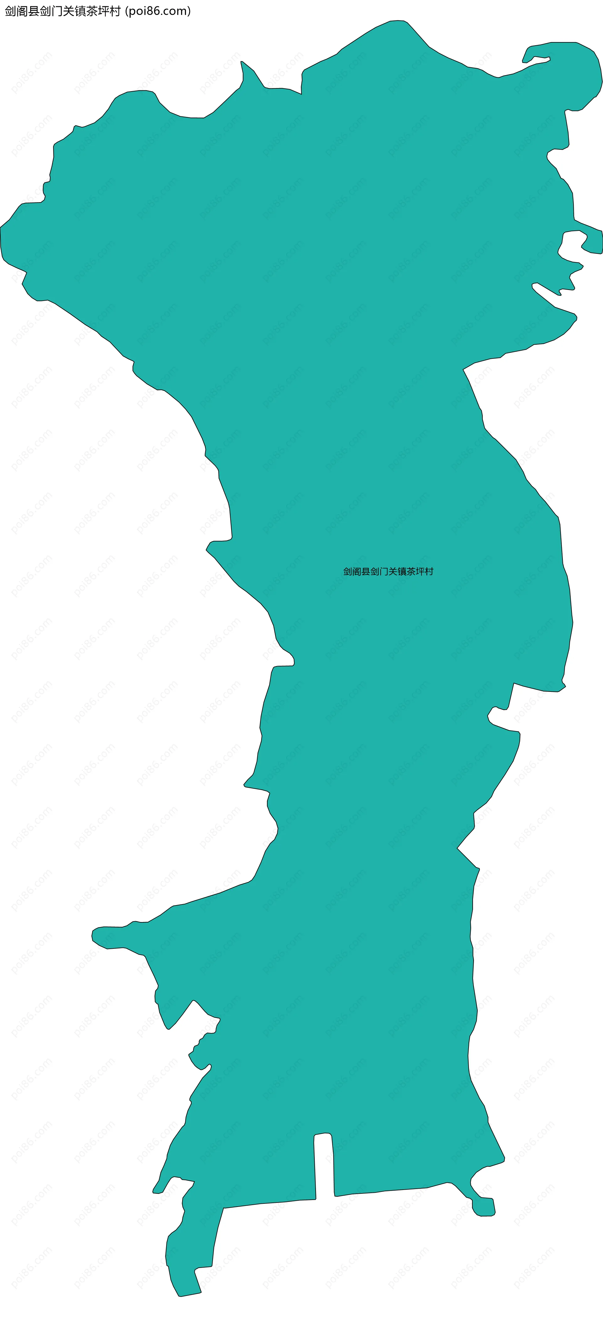 剑阁县剑门关镇茶坪村边界地图