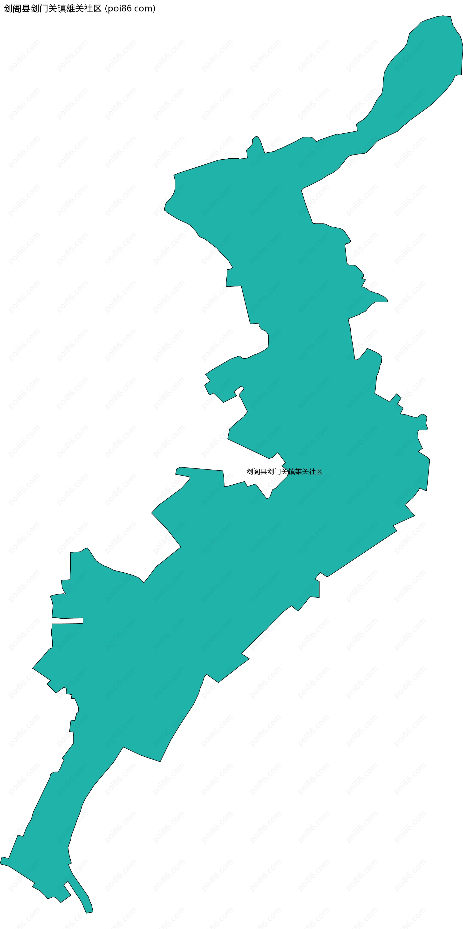 剑阁县剑门关镇雄关社区边界地图