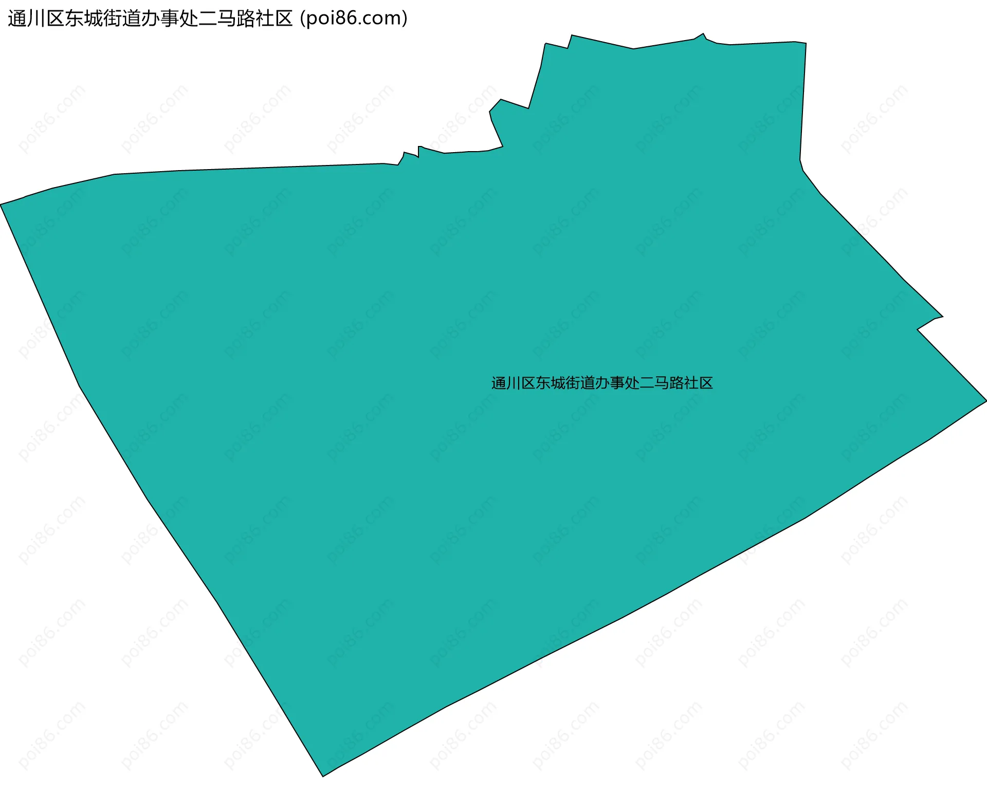 通川区东城街道办事处二马路社区边界地图