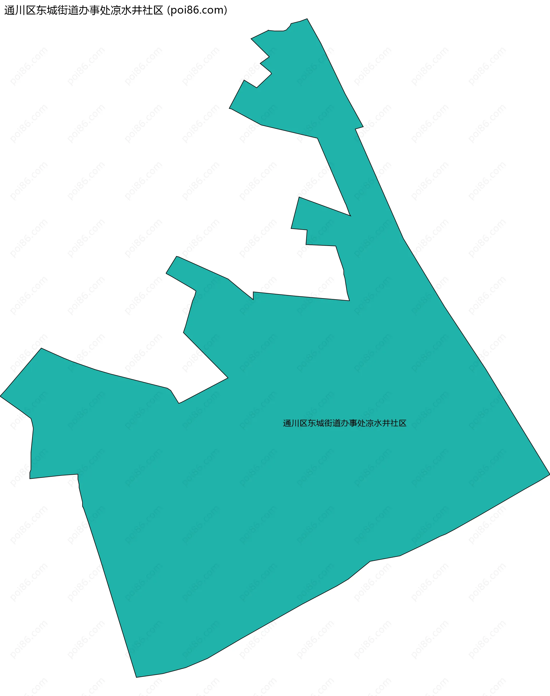 通川区东城街道办事处凉水井社区边界地图