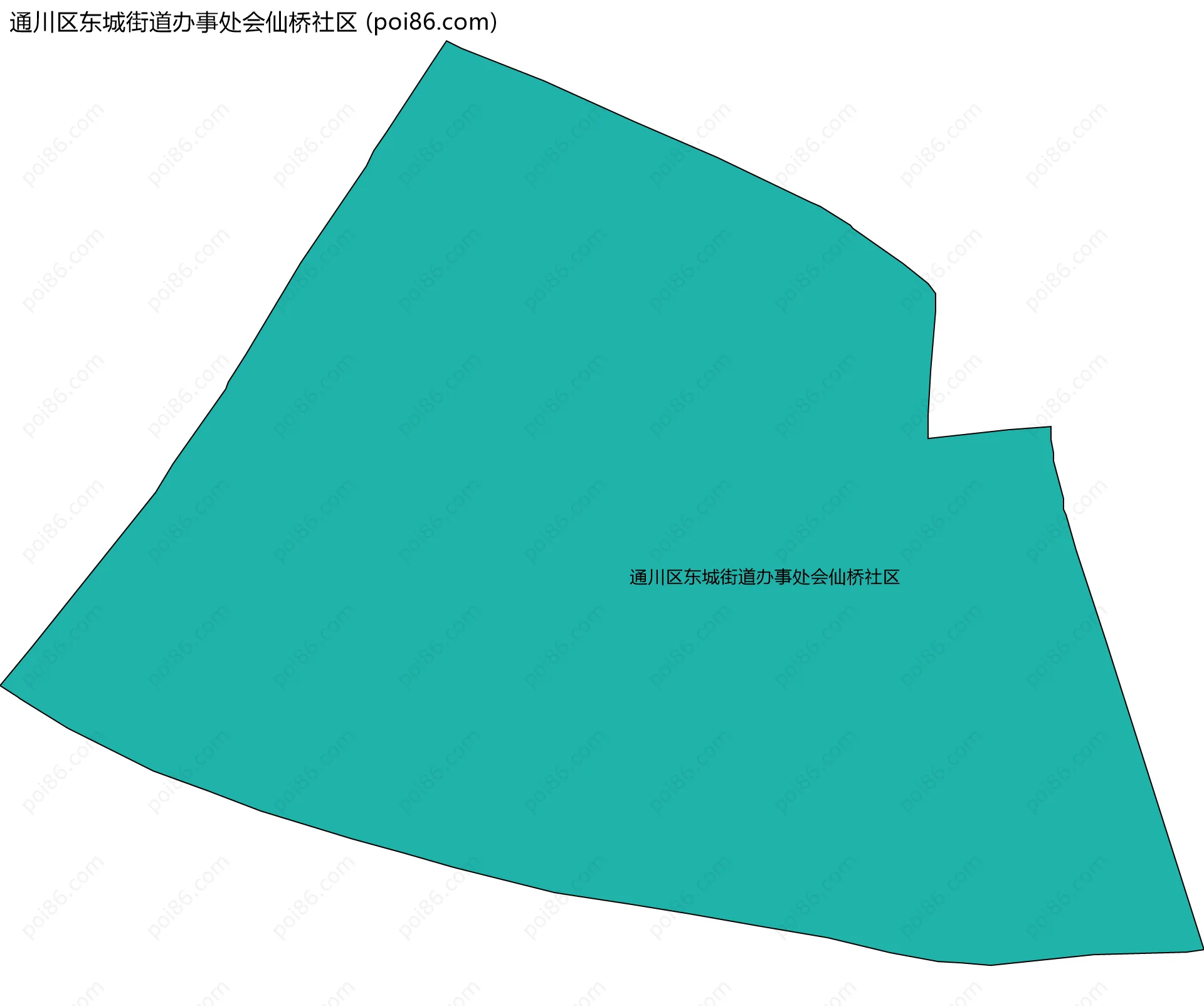 通川区东城街道办事处会仙桥社区边界地图