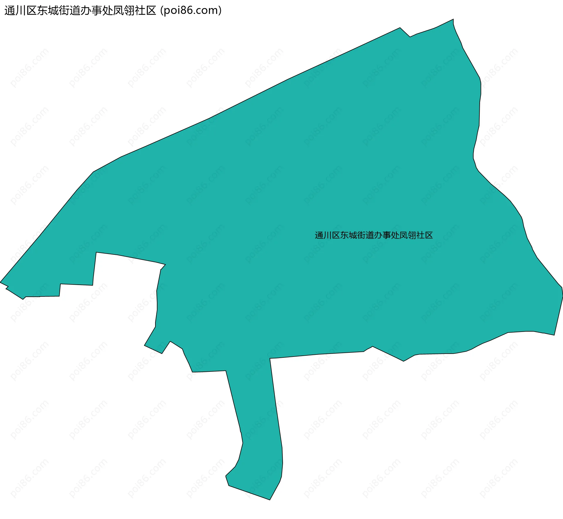 通川区东城街道办事处凤翎社区边界地图