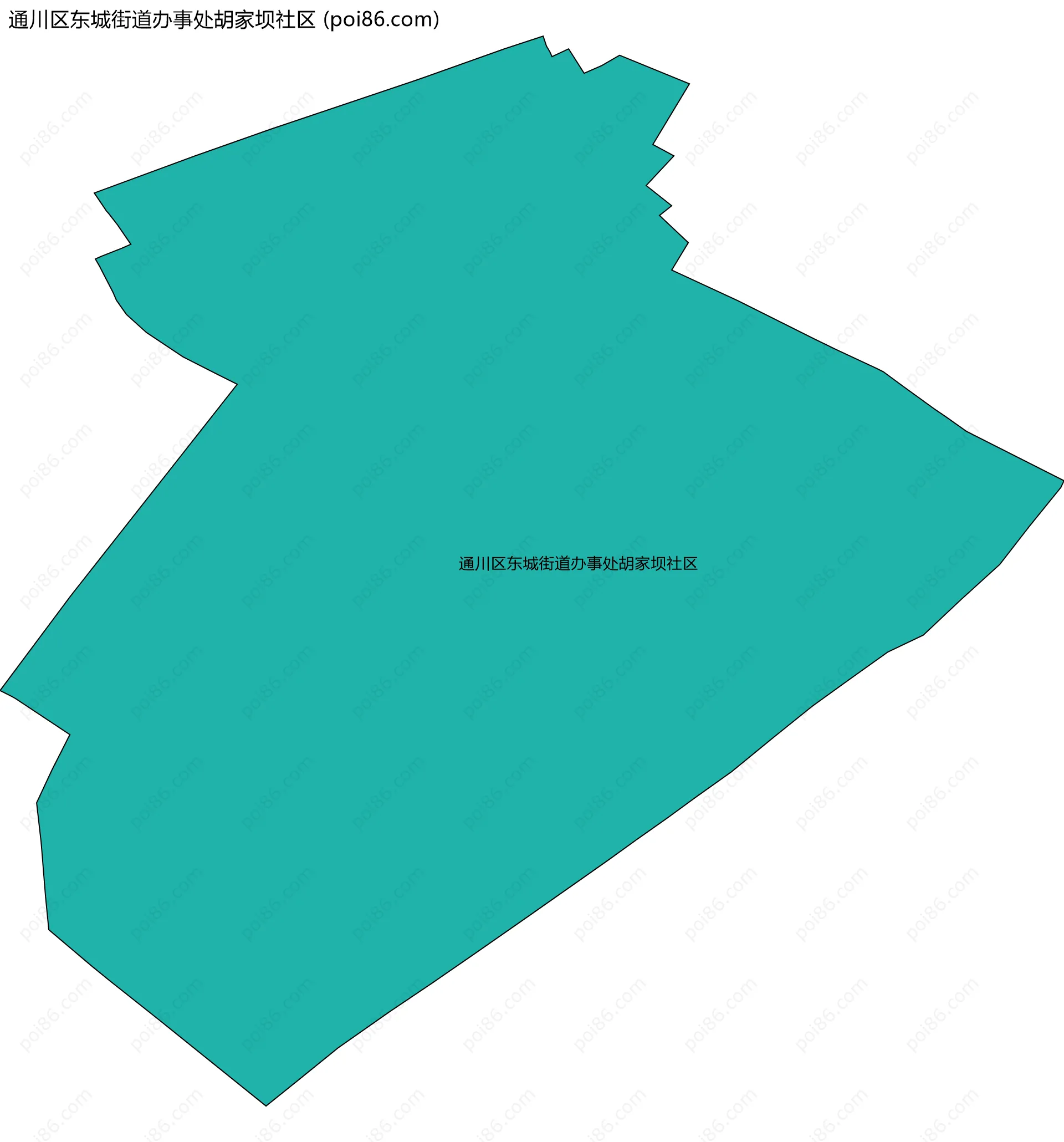 通川区东城街道办事处胡家坝社区边界地图