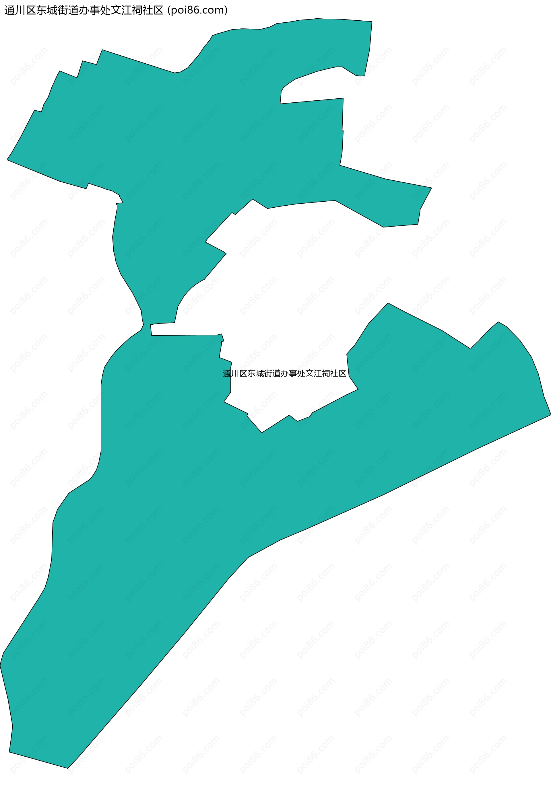通川区东城街道办事处文江祠社区边界地图