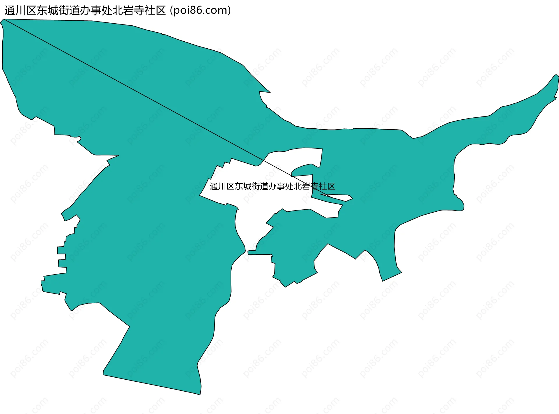 通川区东城街道办事处北岩寺社区边界地图