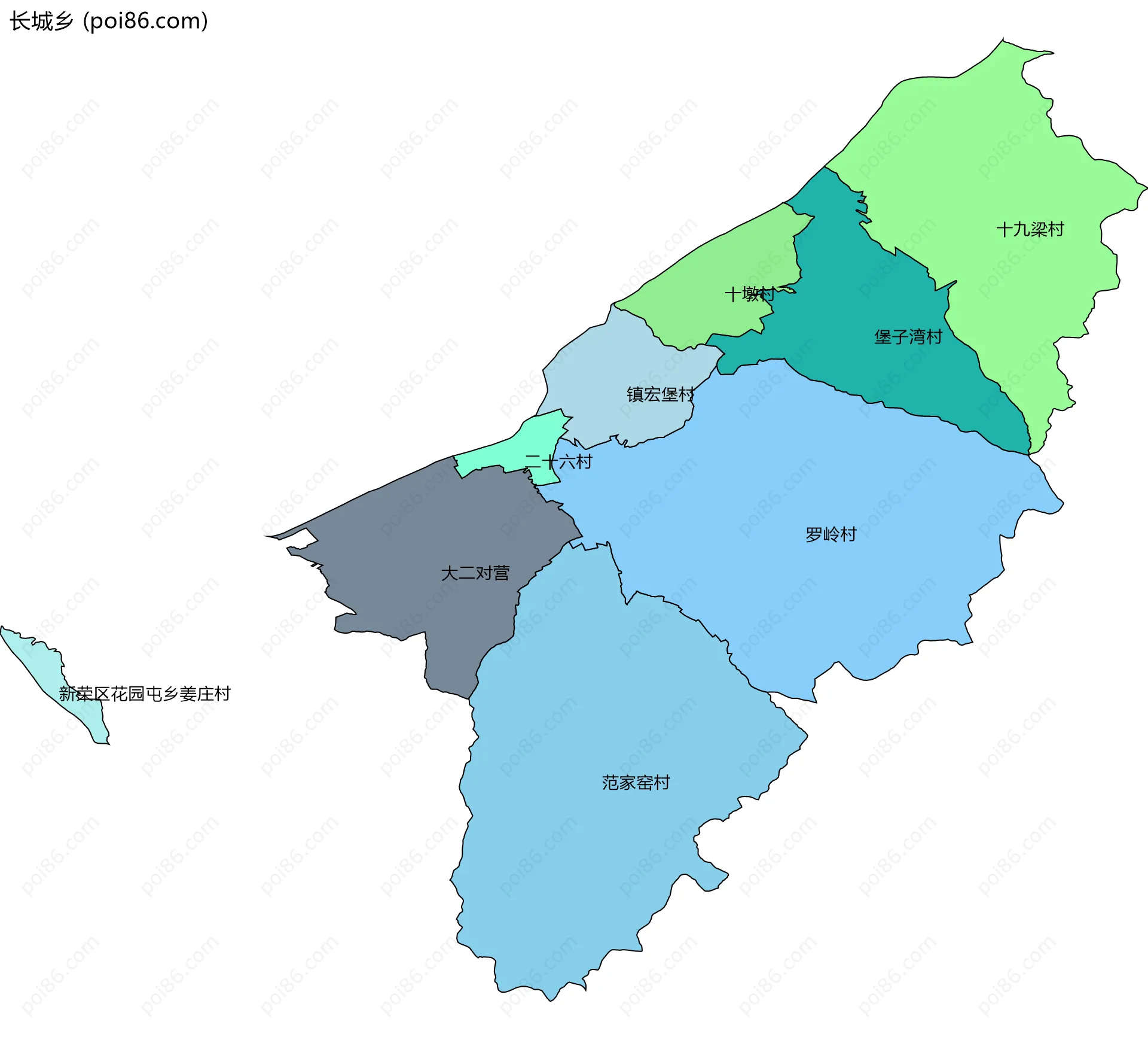长城乡边界地图(五级行政区划)