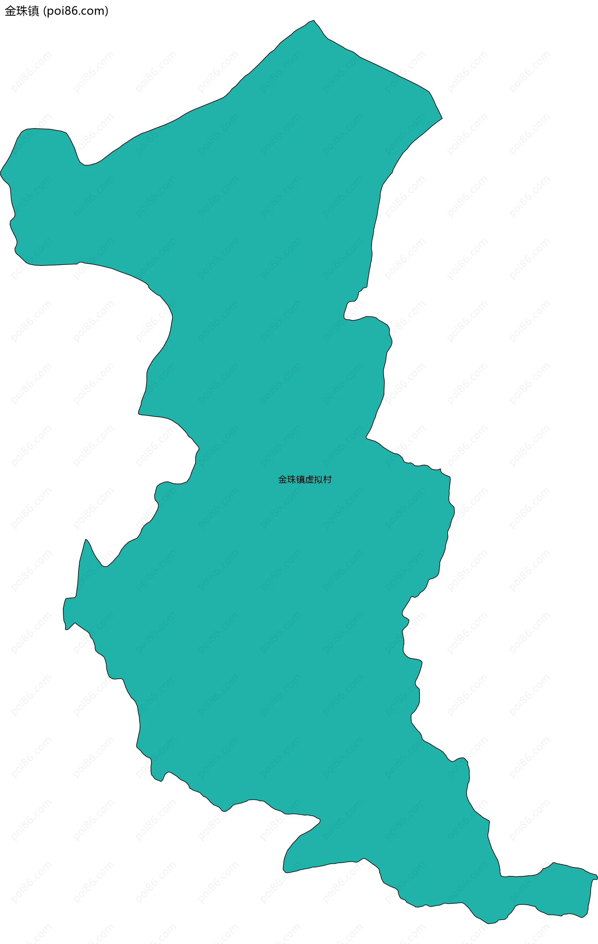 金珠镇边界地图(五级行政区划)