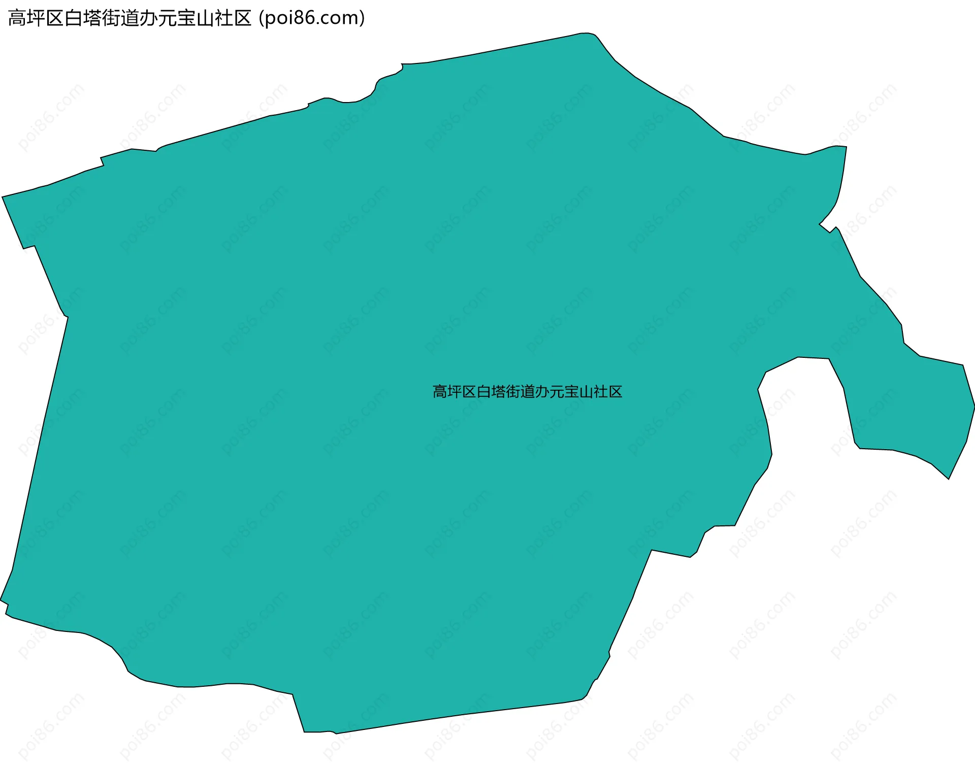 高坪区白塔街道办元宝山社区边界地图