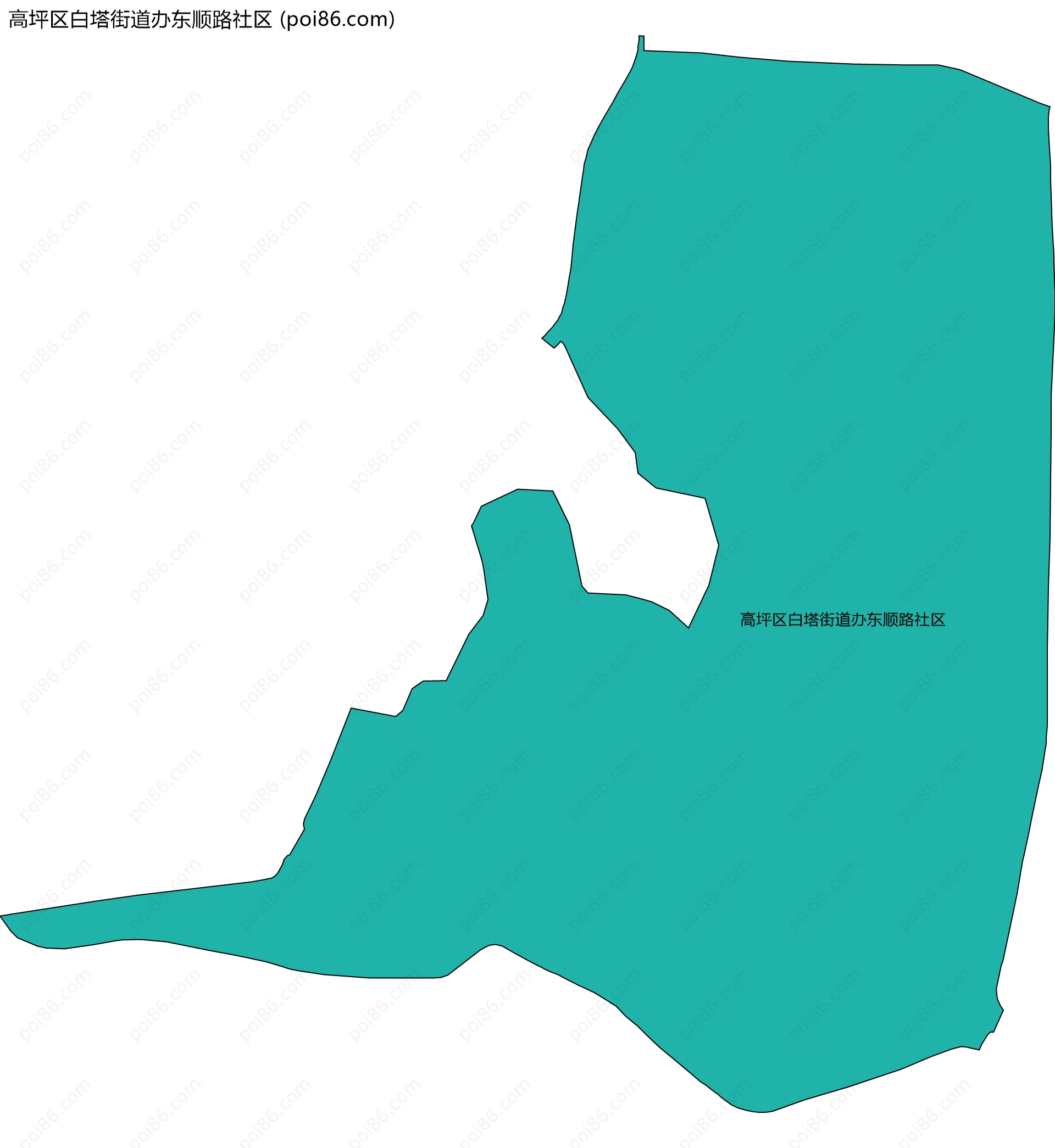 高坪区白塔街道办东顺路社区边界地图