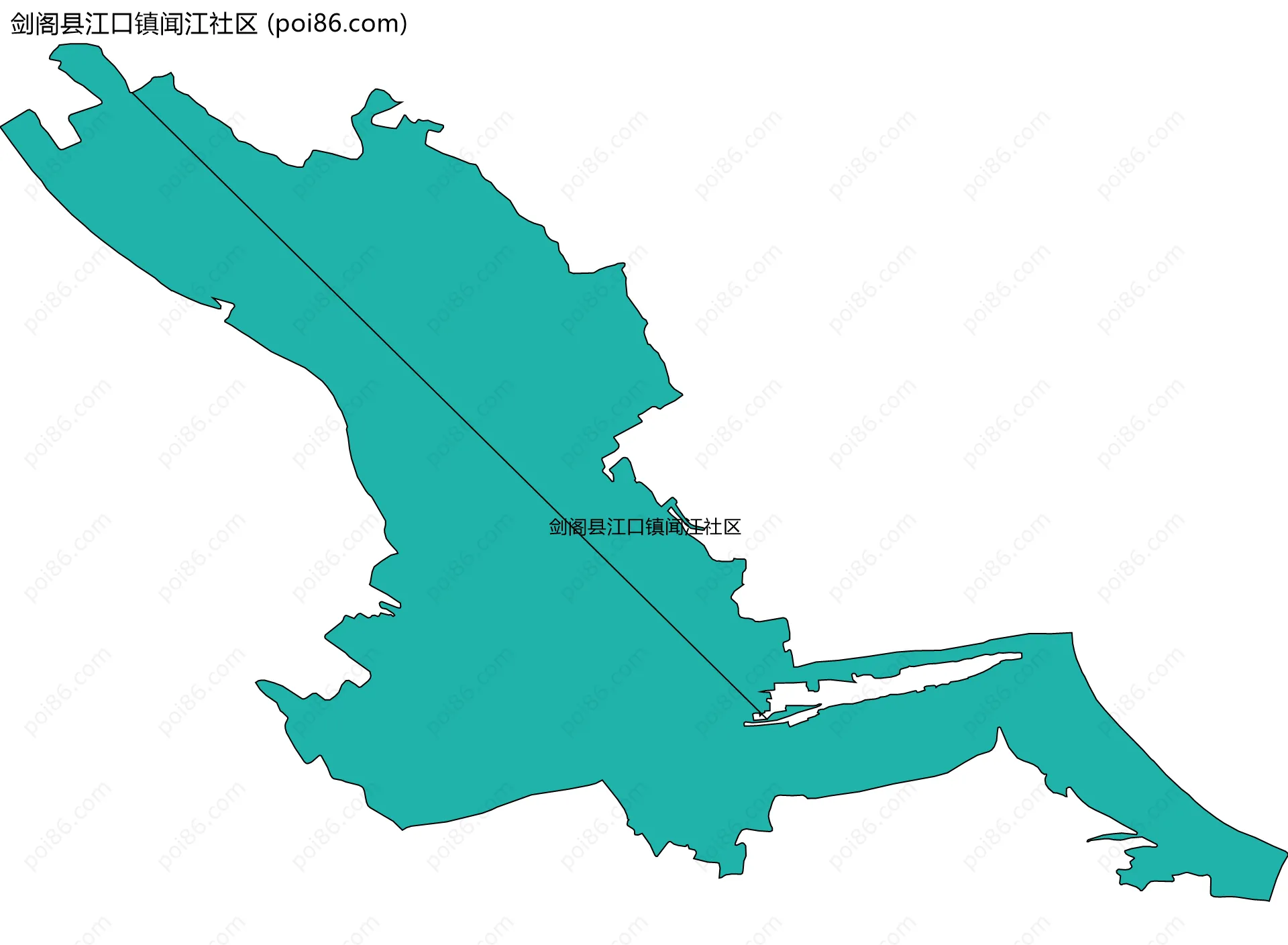 剑阁县江口镇闻江社区边界地图