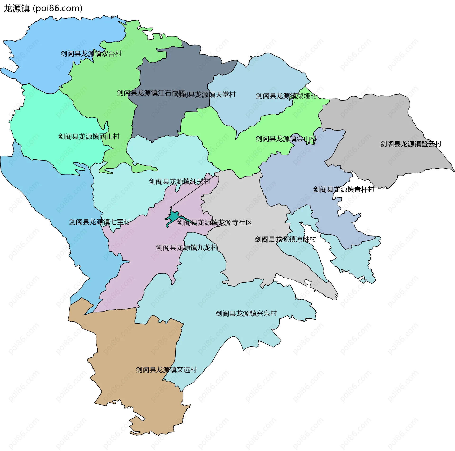 龙源镇边界地图(五级行政区划)