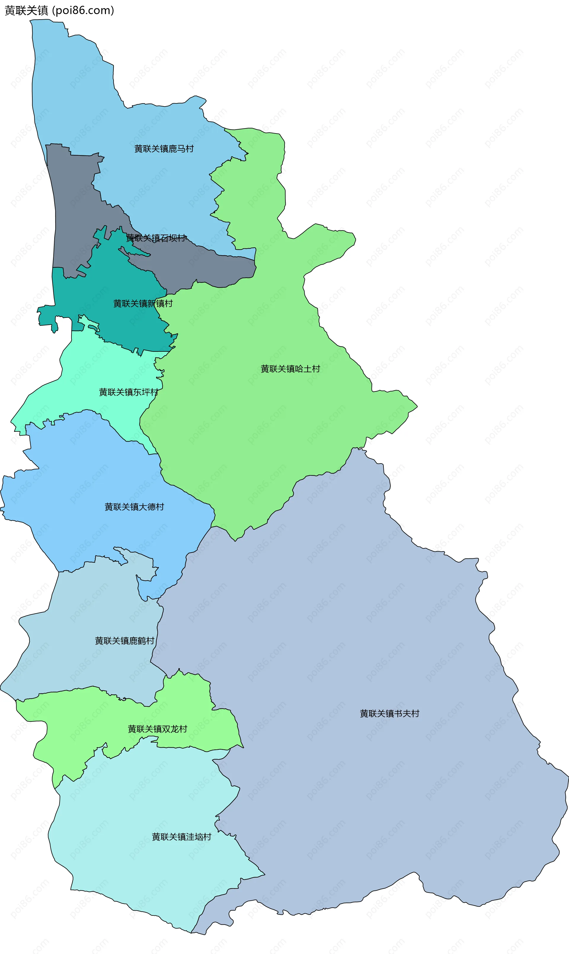 黄联关镇边界地图(五级行政区划)