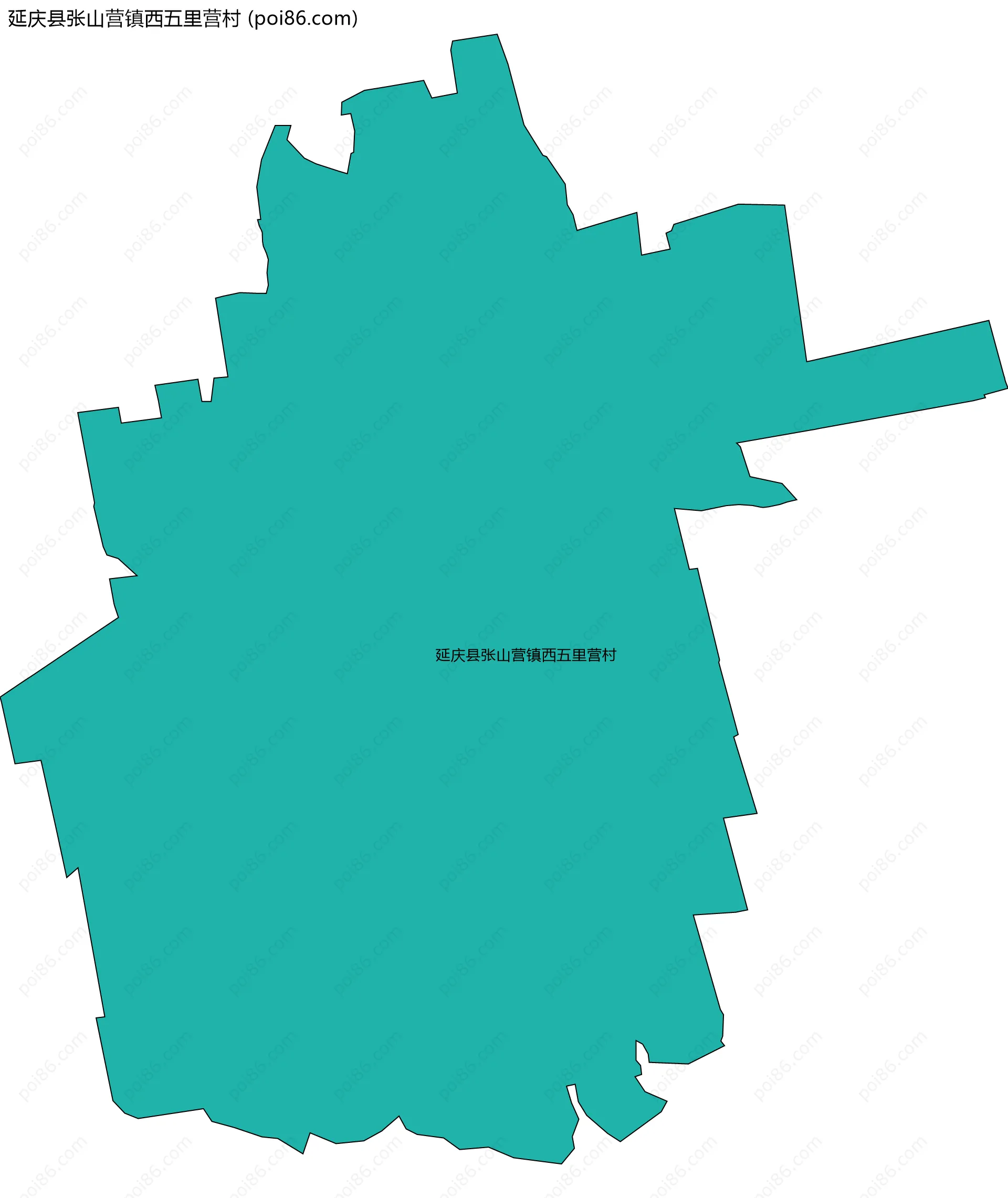 延庆县张山营镇西五里营村边界地图