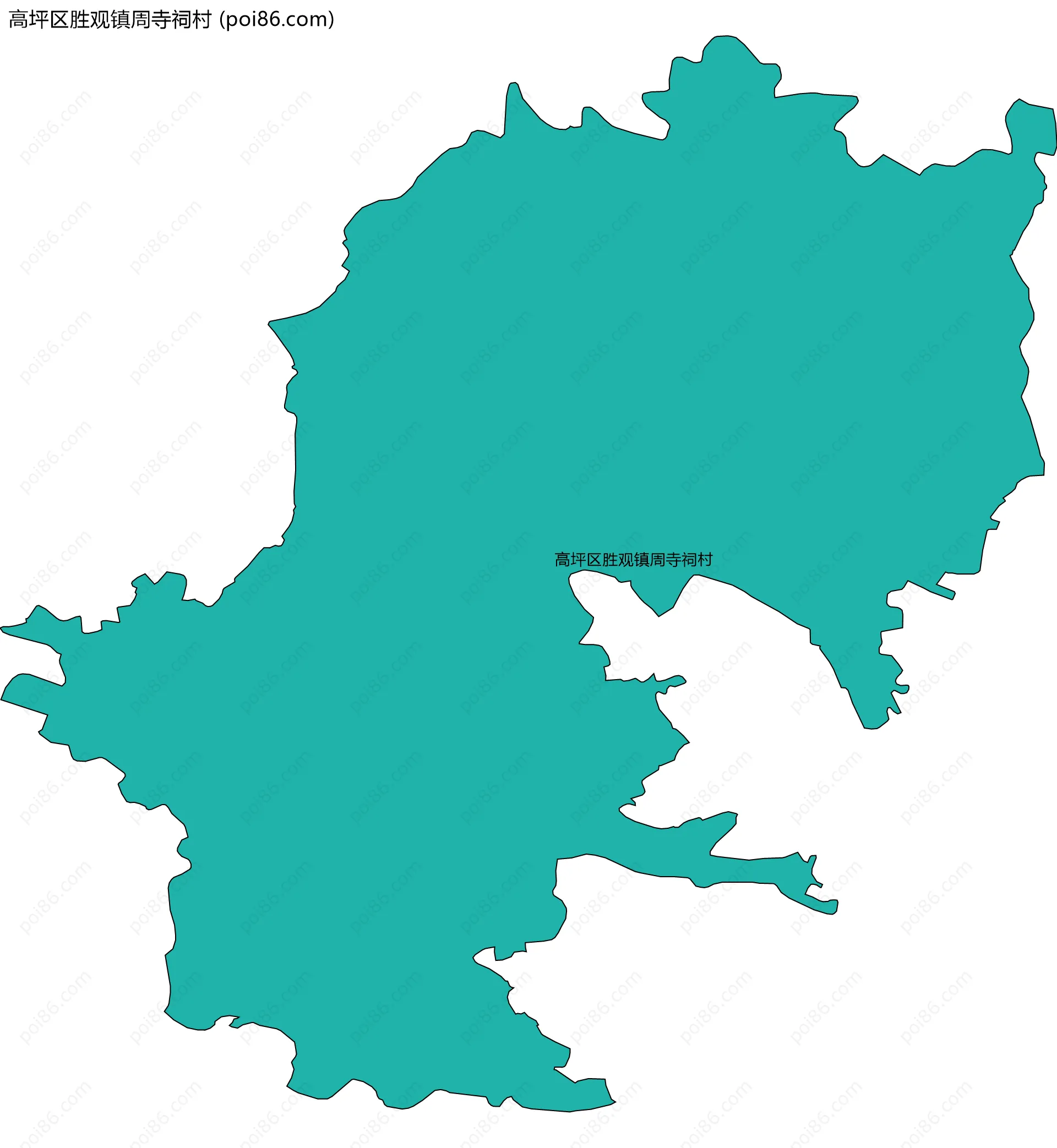 高坪区胜观镇周寺祠村边界地图