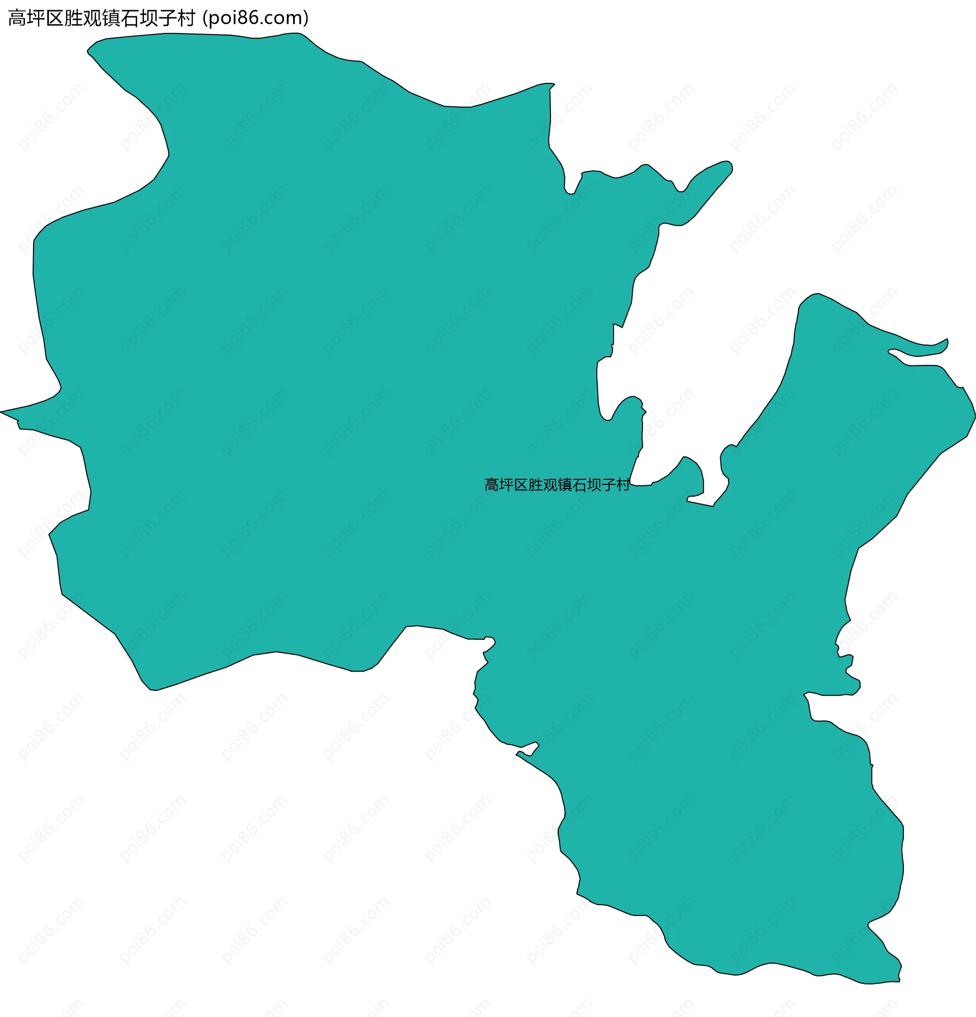 高坪区胜观镇石坝子村边界地图